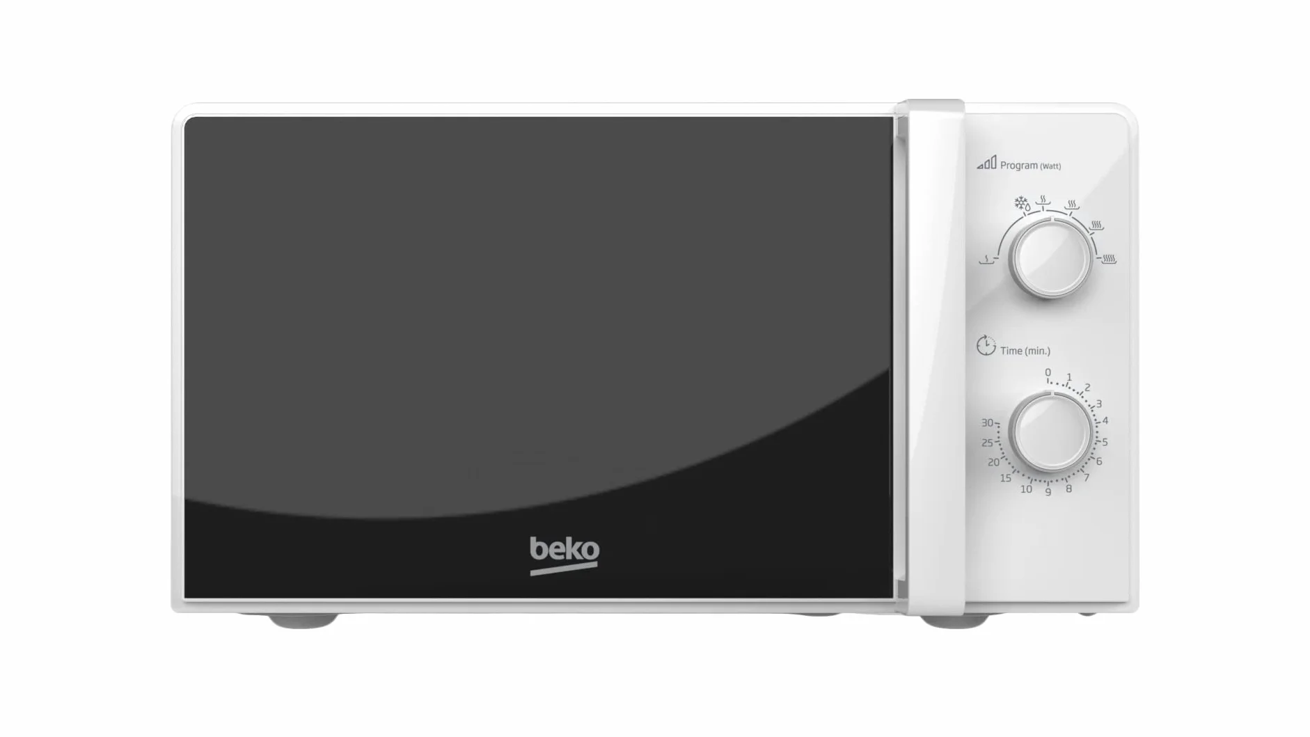 Beko MOC20100WFB Mikrowelle Solo 20 Liter, 700 W, Timer max. 30 min, 5 Stufen, Auftau- und Aufwärmfunktionen, Einstellung mit Drehknopf, Endanzeige, Drehteller mit 24,5 cm Durchmesser, Weiß