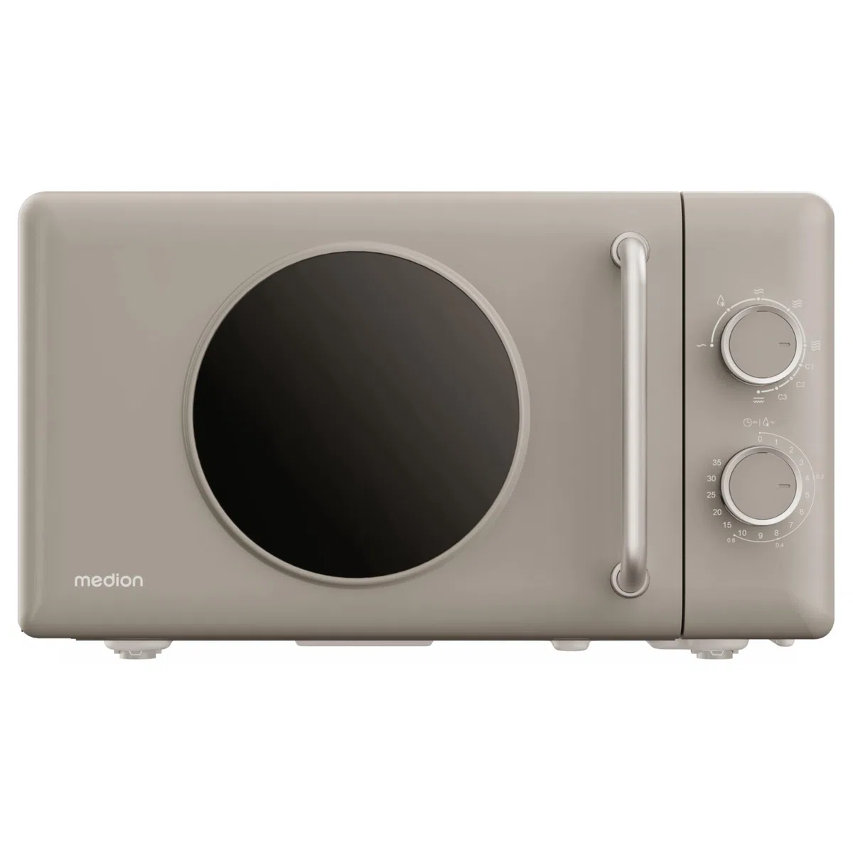 MEDION Retro Mikrowelle mit Grill klein (20 Liter kompakt, 800 Watt, 5 Mikrowellenstufen, 3 Kombi Programme, Timer, Auftaufunktion, MD100119) sand beige
