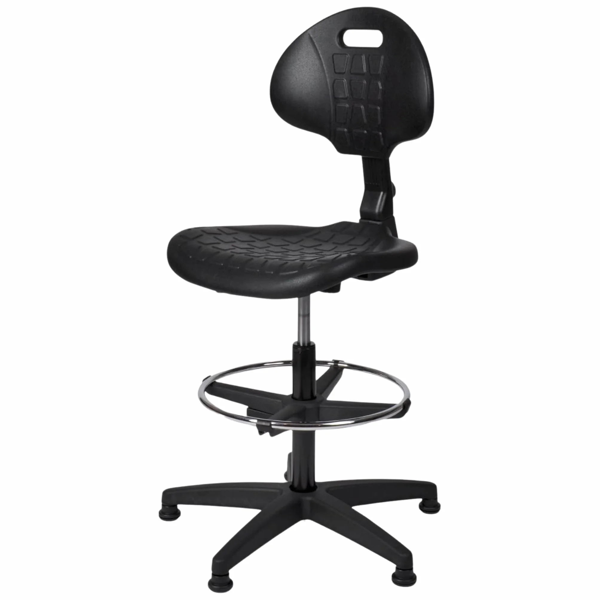 Topsit IND000112 Arbeitsstuhl aus Polyurethan, ergonomischer Arbeitsstuhl, Laborstuhl, höhenverstellbar und leicht zu reinigen, Stabiler Sockel mit Metallfußring und Füßen.