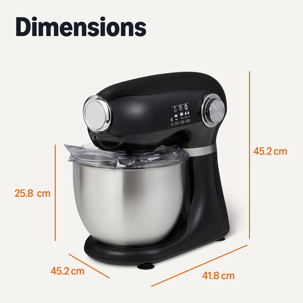 Amazon Basics Küchenmaschine, Knet- und Rührmaschine, 5-l-Schüssel mit 12 Geschwindigkeiten und Puls, 1000 W, Groß, Schwarz