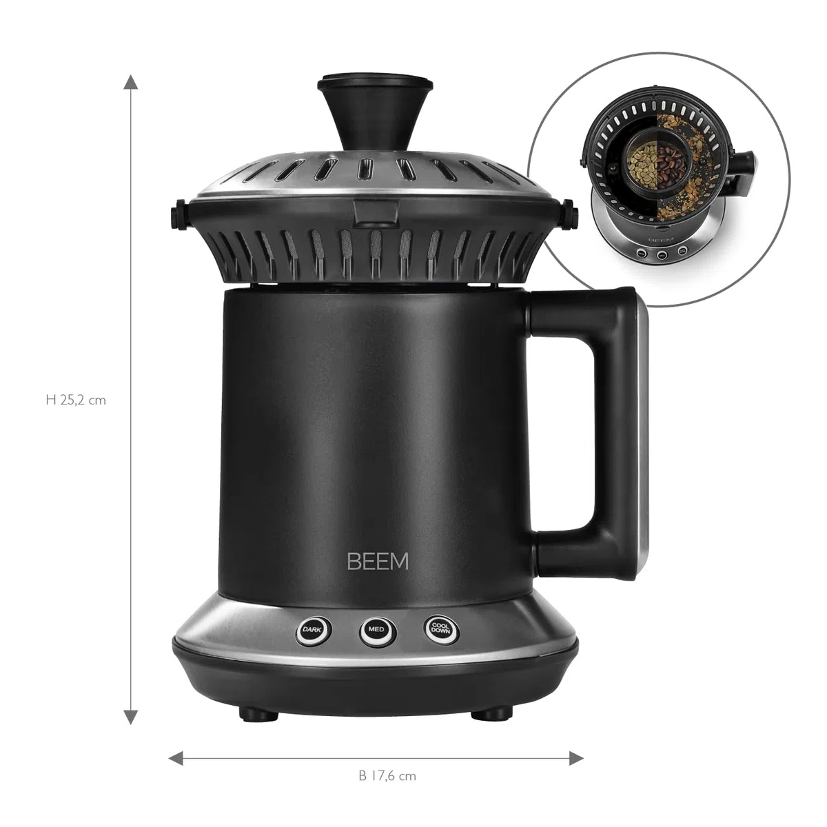 BEEM ROAST Kaffeeröster | 2 Röstgrade einstellbar | Intervallröstung [Edelstahl, Borosilikatglas]