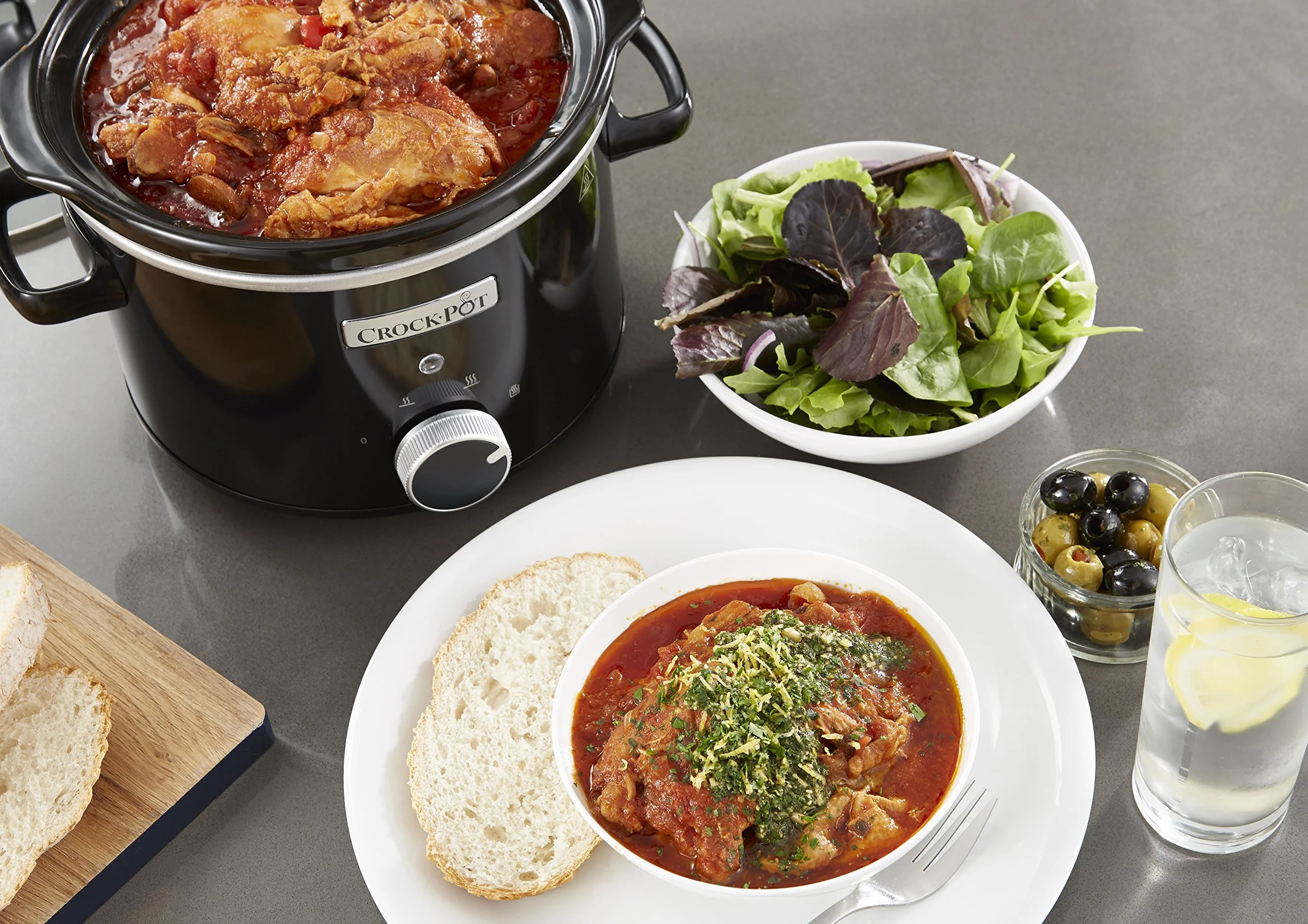 Crockpot Schongarer mit kratzfester DuraCeramic-Antihaftbeschichtung | Warmhaltefunktion | 4 l (3–4 Personen) | Weiß [CSC038X]