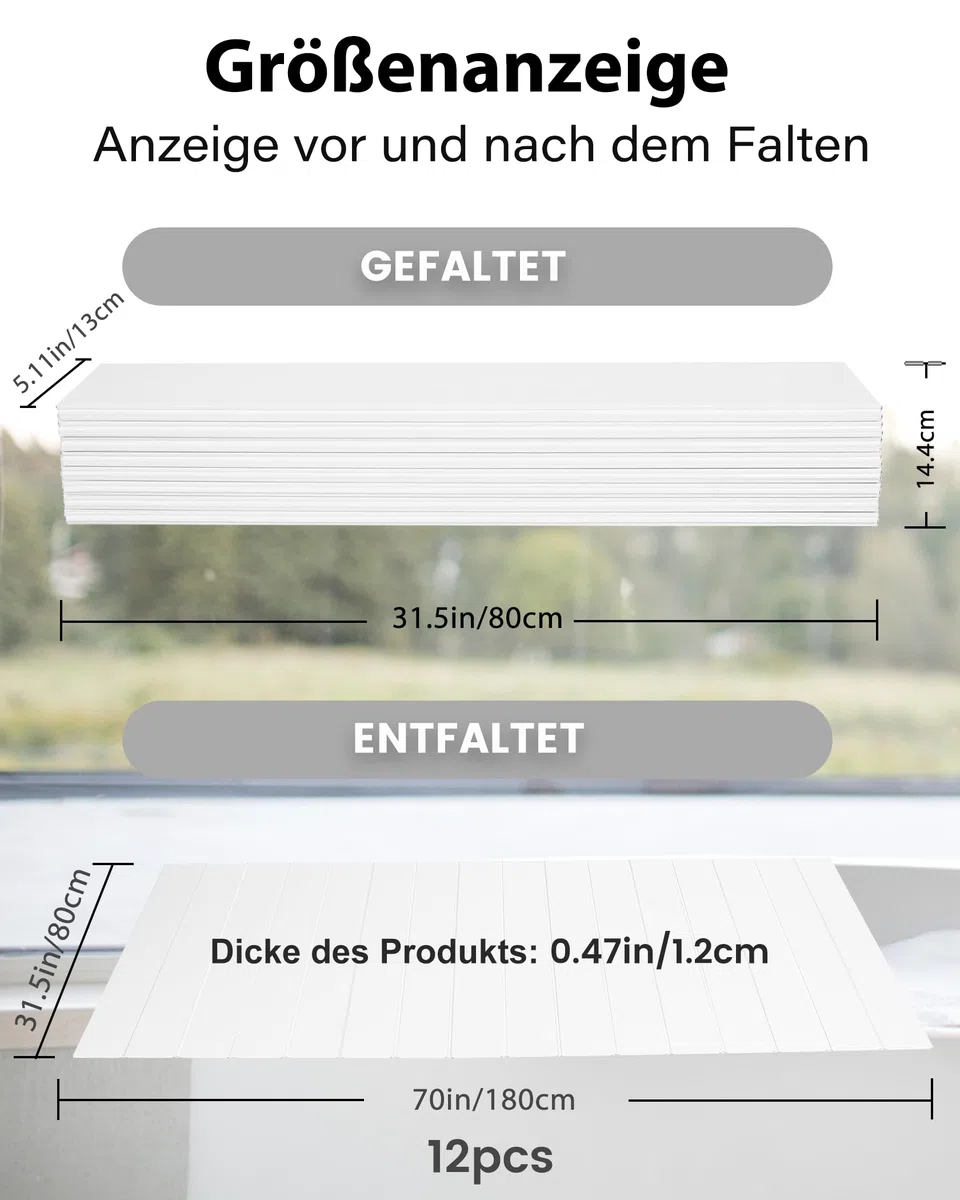 80x180cm Badewannenabdeckung bis 10kg Belastbar - 12mm Badewannenbretter Faltbare Badewannenablage Dämmplatte Staubdicht Wasserdicht für Haus Badewannen Badezimmer SPA Weiß