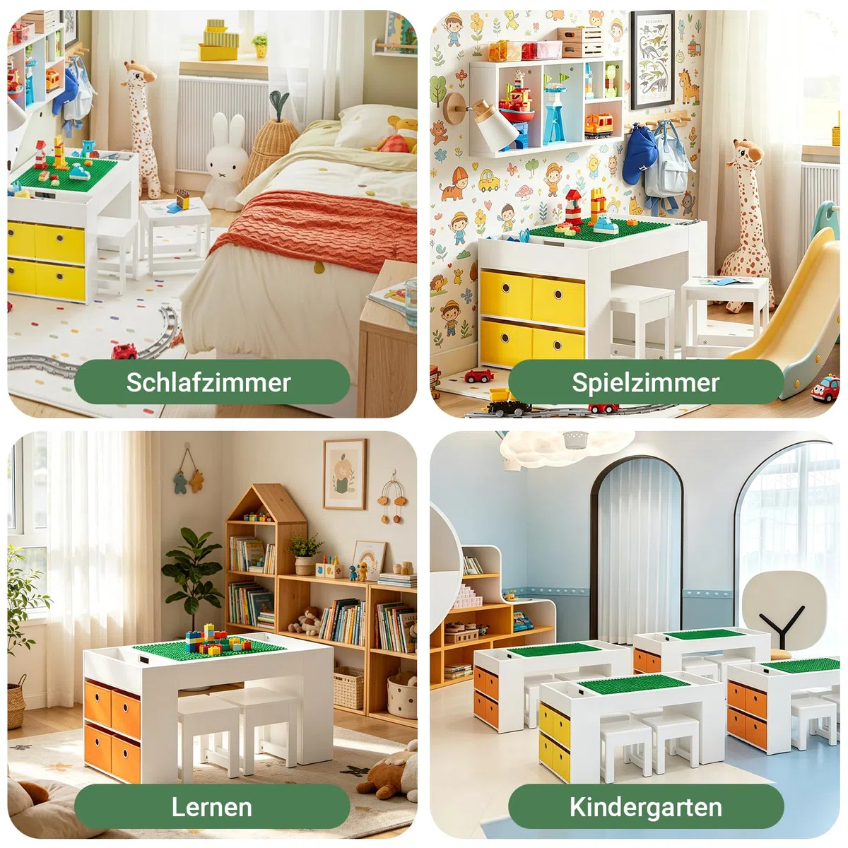 SoBuy Kindertisch mit 2 Stühlen Kinder Tisch Stuhl Set Kindersitzgruppe mit Stauraum Spieltisch und Aktivitätstisch für Kinderzimmer Weiß 87x50x50cm KMB75-W