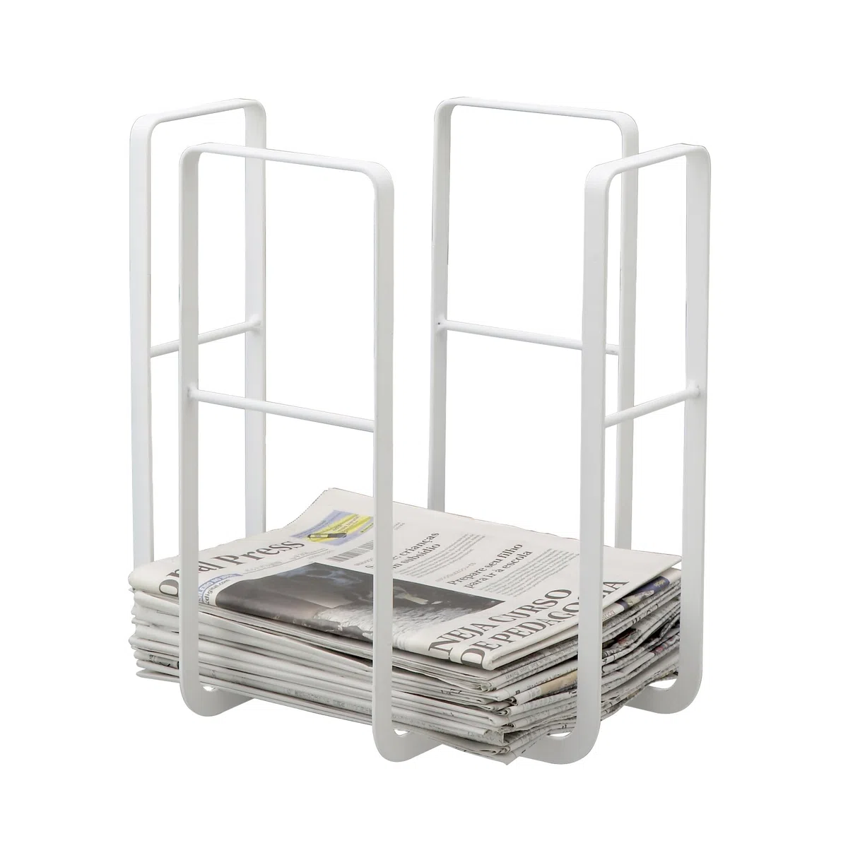 YAMAZAKI 6471 TOWER News Paper Rack, white, Steel, 35 x 28 x 35 cm