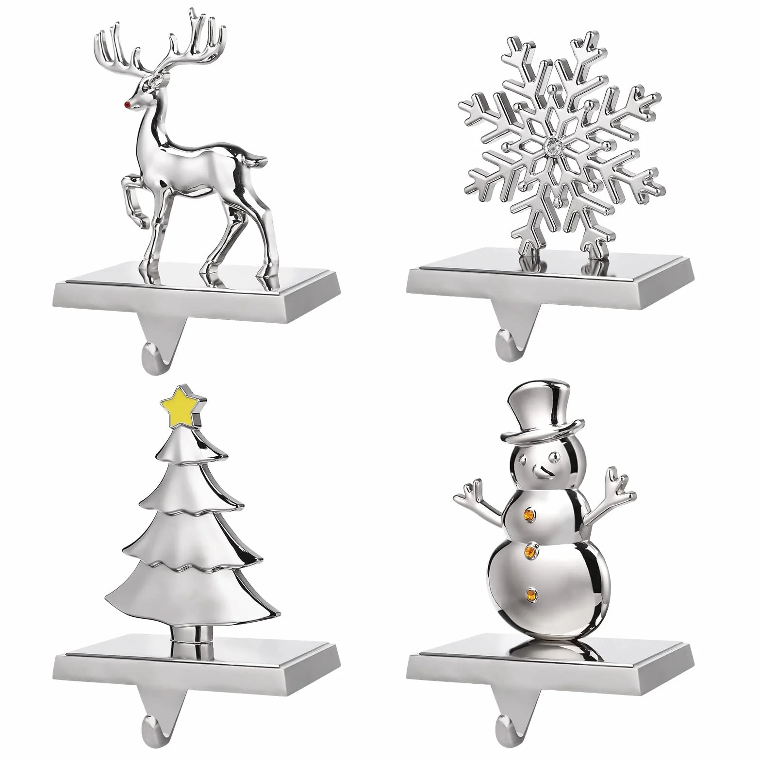 EBANKU 4 Pack Weihnachtsstrumpf Halter, Weihnachtsstrumpf Aufhänger Kaminhaken Rutschfest Nikolausstiefel Halter Hängen Strümpfe Aufhänger für Kamin Weihnachten Dekoration