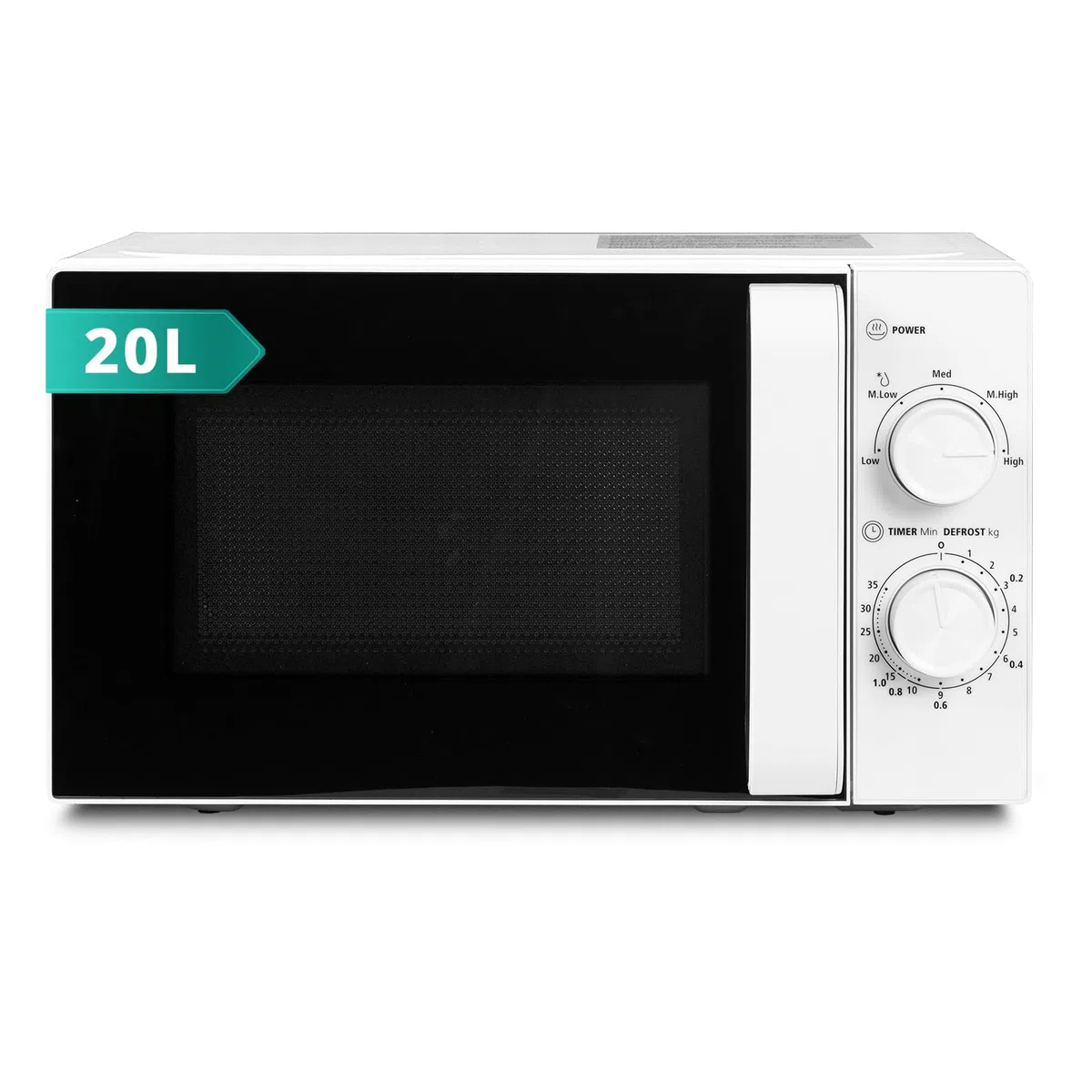SMETA Mikrowelle 20L, Mikrowelle Klein 700W, 5 Leistungsstufen, Auftaufunktion nach Zeit und Gewicht, mechanische Steuerung, Solo mikrowellen mit 360°Drehteller Ø255 mm, für Küche und Büro, Weiß