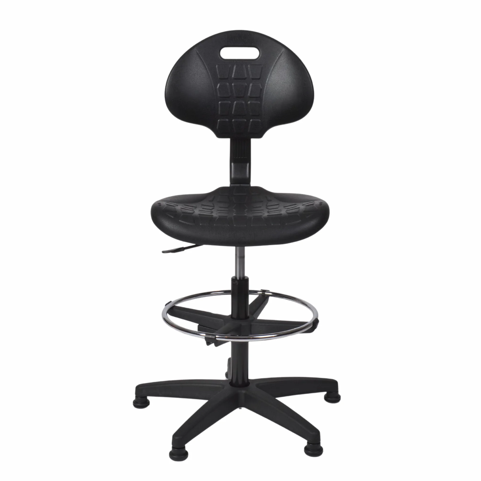 Topsit IND000112 Arbeitsstuhl aus Polyurethan, ergonomischer Arbeitsstuhl, Laborstuhl, höhenverstellbar und leicht zu reinigen, Stabiler Sockel mit Metallfußring und Füßen.