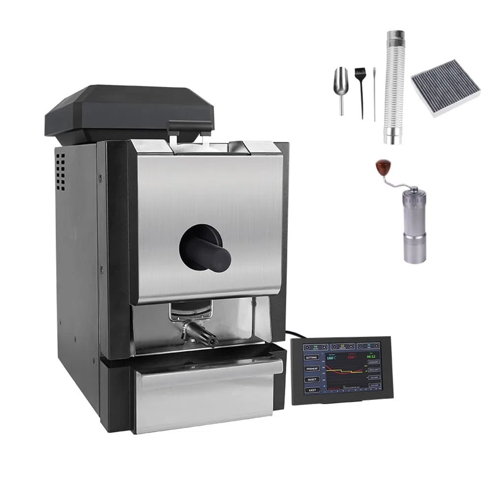 Kaffeeröster der zweiten Generation - Electric Coffee Bean Roaster 1000W - Kaffeebohnenröster mit Kaffeespreuabscheider und Absaugung - Dual Control System