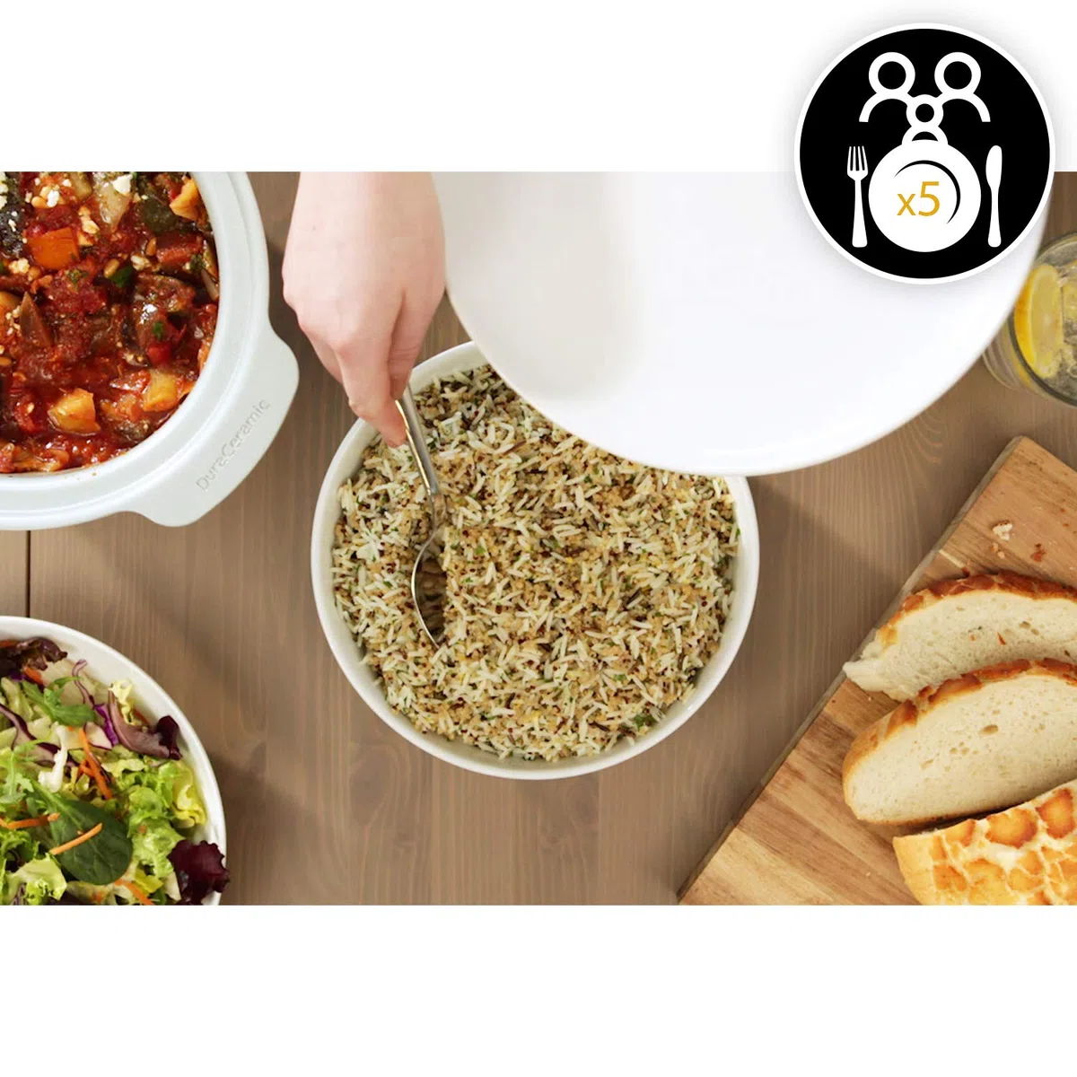 Crockpot Schongarer mit kratzfester DuraCeramic-Antihaftbeschichtung | Warmhaltefunktion | 4 l (3–4 Personen) | Weiß [CSC038X]