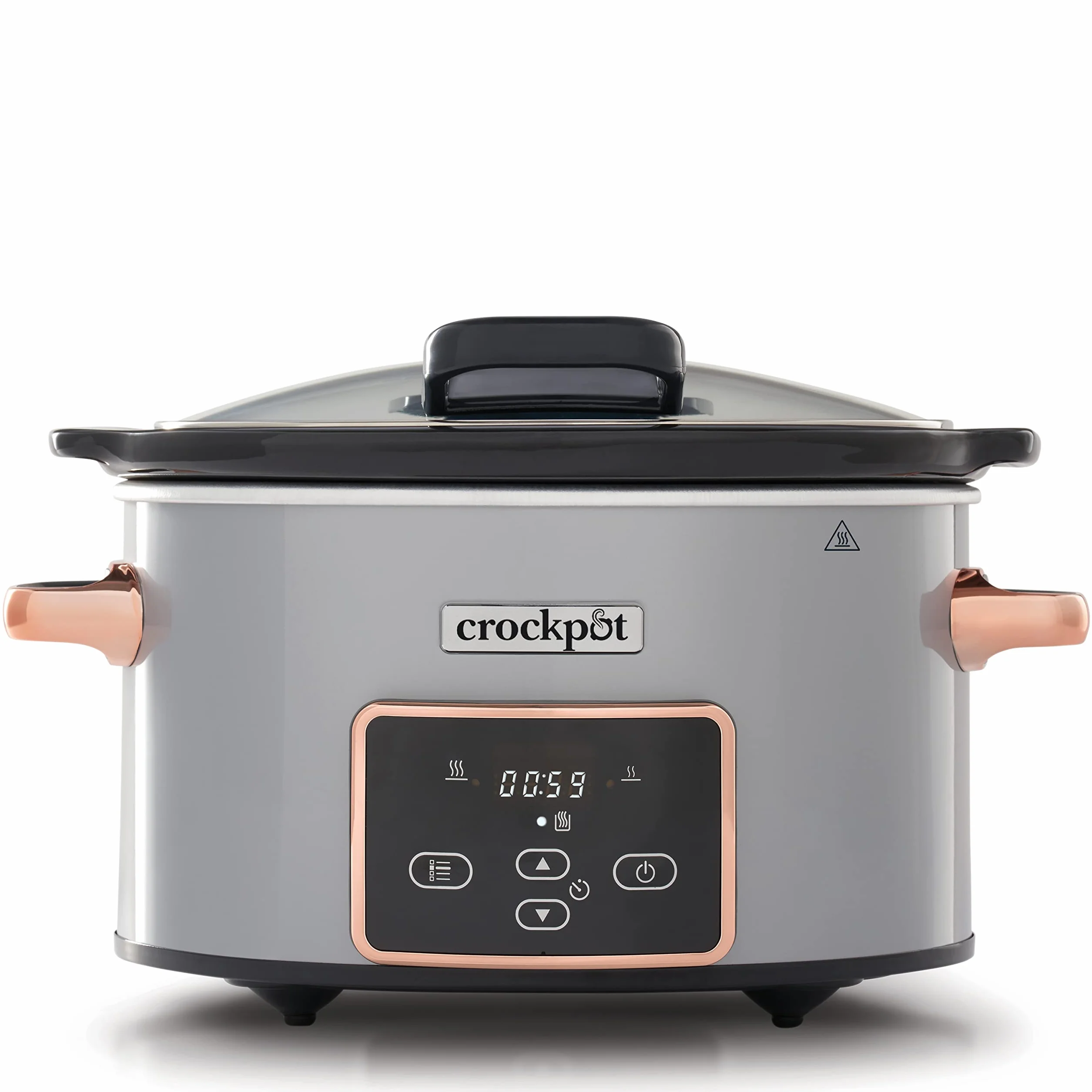 Crock-Pot Digital-Schongarer Slow Cooker mit Scharnierdeckel | einstellbare Garzeit | 3,5 Liter (3-4 Personen) | Silber & Roségold [CSC059X]