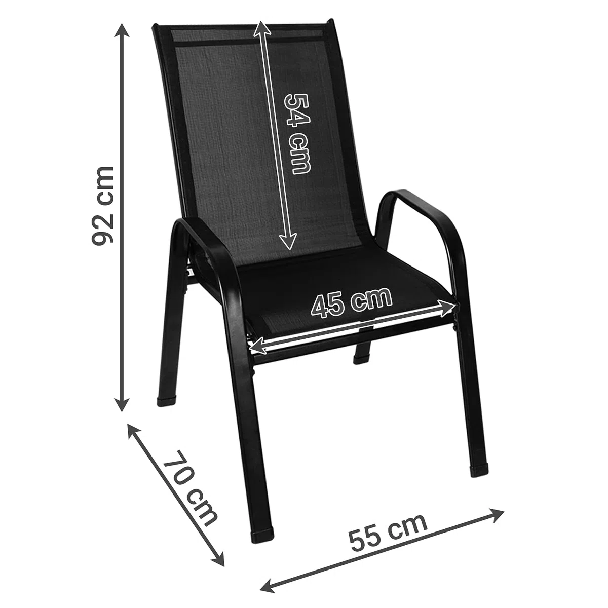 Balkonstühle 4er Set Gartenstühle Hochlehner Stapelbar bis 150 kg Belastbar Metall 23460