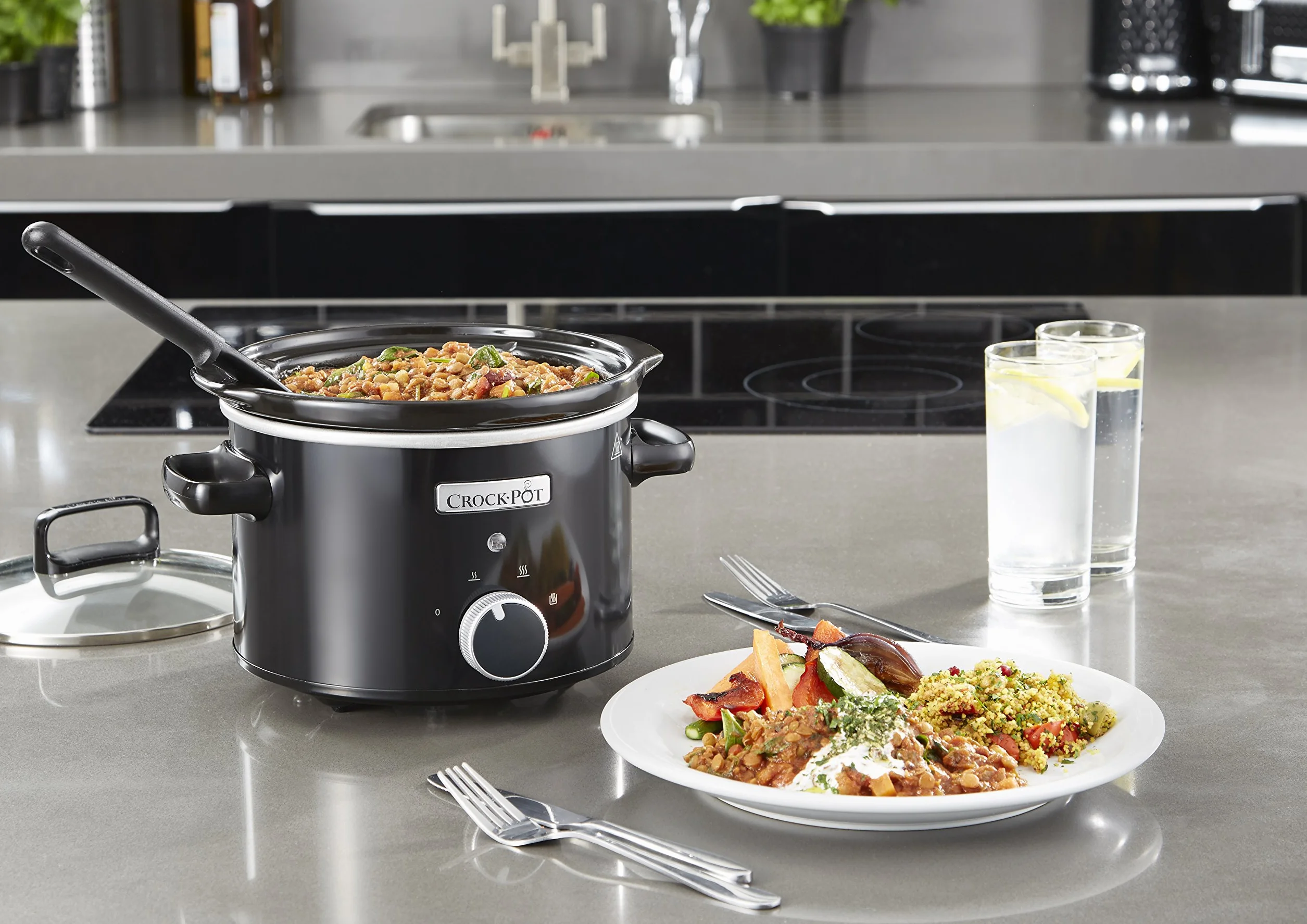 Crockpot Schongarer mit kratzfester DuraCeramic-Antihaftbeschichtung | Warmhaltefunktion | 4 l (3–4 Personen) | Weiß [CSC038X]