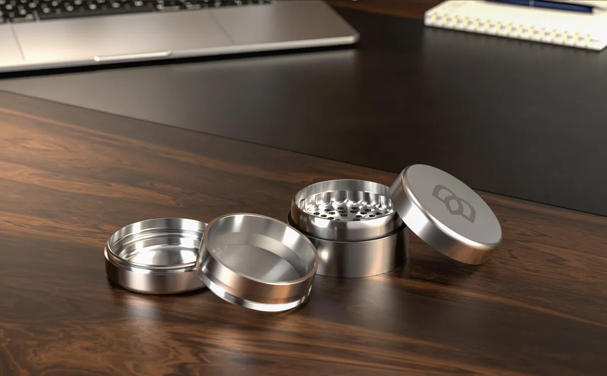 Bloomint Apollo toothless Grinder Edelstahl, 63 mm, 4-Teiliger Premium Grinder zahnlos - Für Kräuter, Gewürze und Herb, Crusher mit Pollenfach