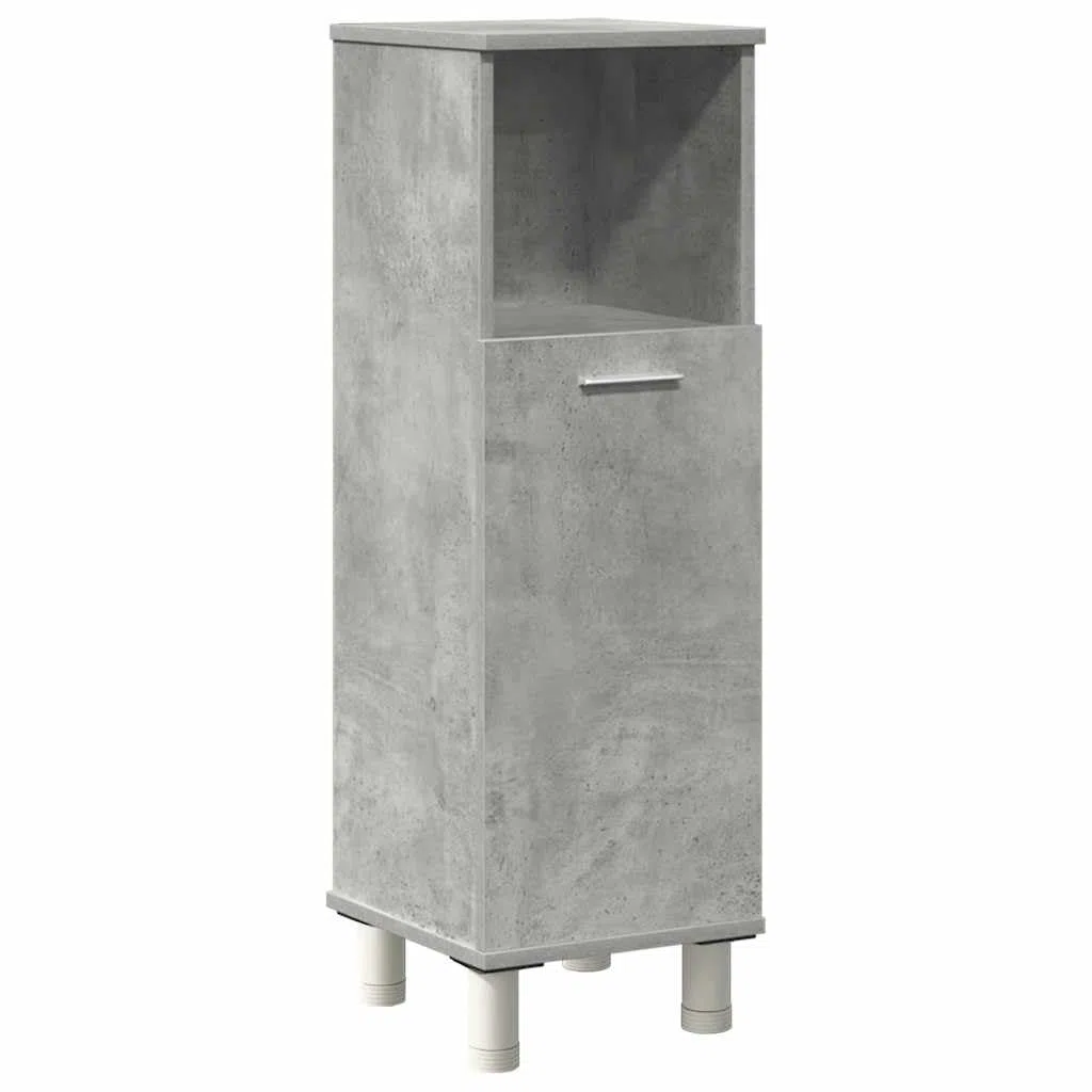 4-TLG. Badmöbel-Set Betongrau Holzwerkstoff Betongrau, Badezimmerschrank, Unterschrank Bad, Unterschrank