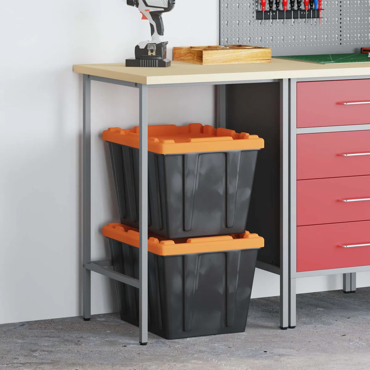 vidaXL Ecktisch Grau 55 x 55 x 85 cm Stahl und hochwertiges Holz, Verstellbare Füße, moderner Ecktisch, quadratisch, stylisches Möbel, platzsparend für Wohnzimmer