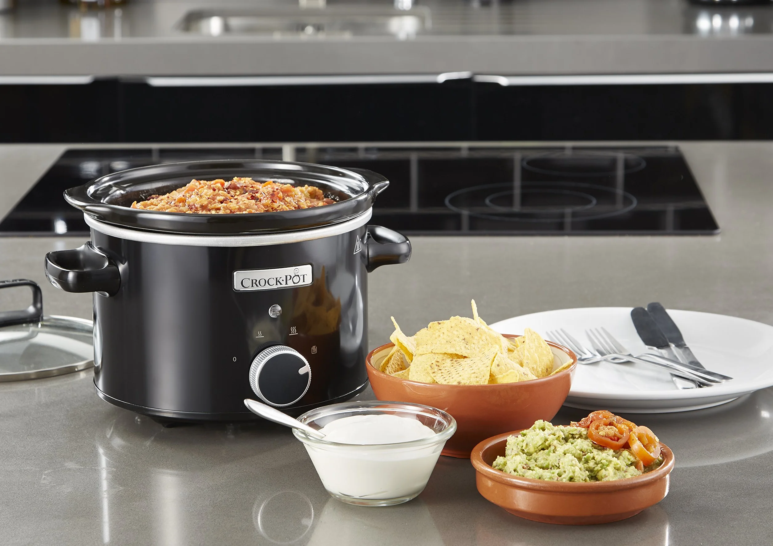 Crockpot Schongarer mit kratzfester DuraCeramic-Antihaftbeschichtung | Warmhaltefunktion | 4 l (3–4 Personen) | Weiß [CSC038X]