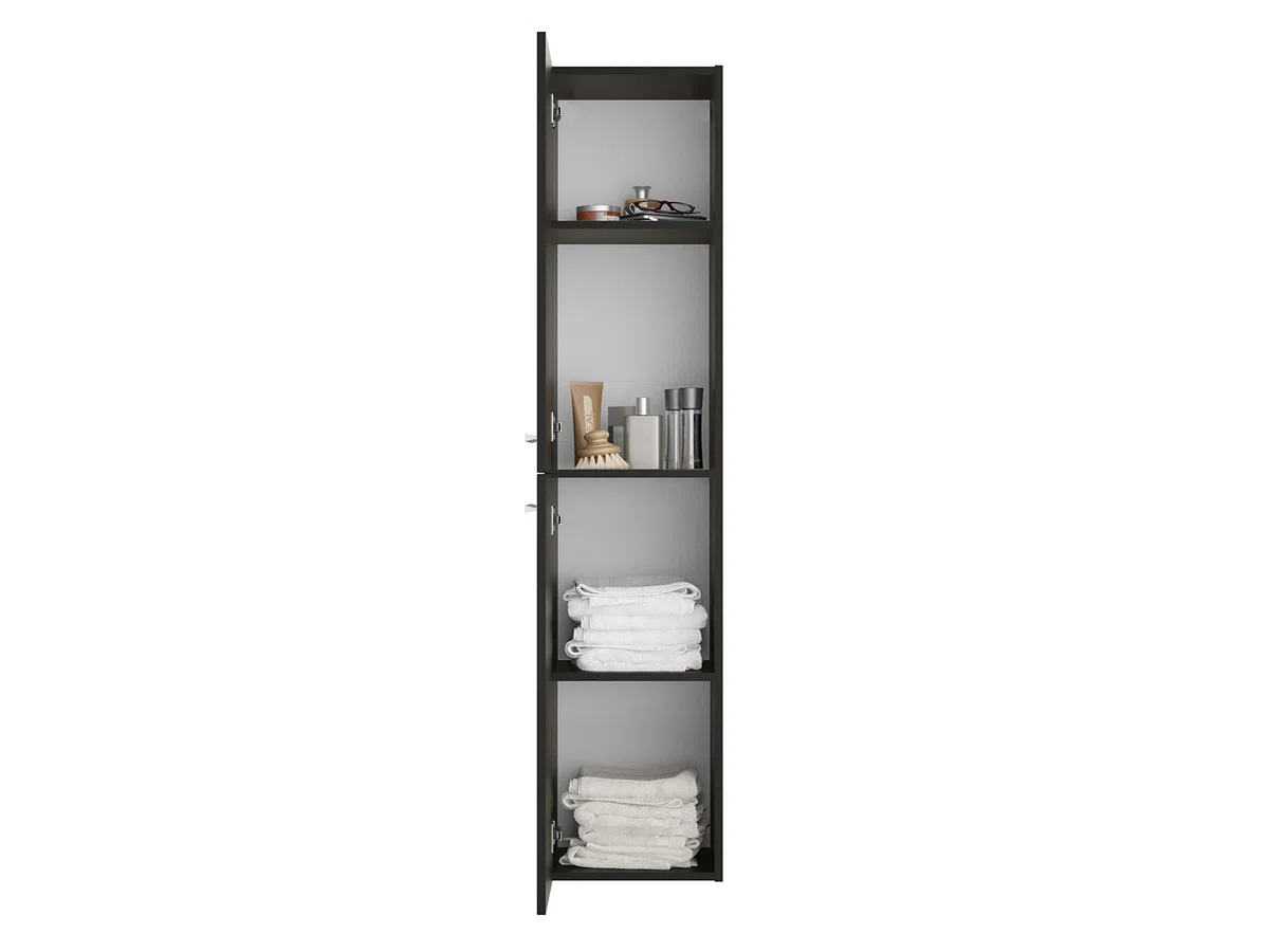 Jokey Sieper I Badmöbel Set Libato, Doppelwaschtisch mit Unterschrank 120 x 50 cm, Hochschrank und Badspiegel I Anthrazit