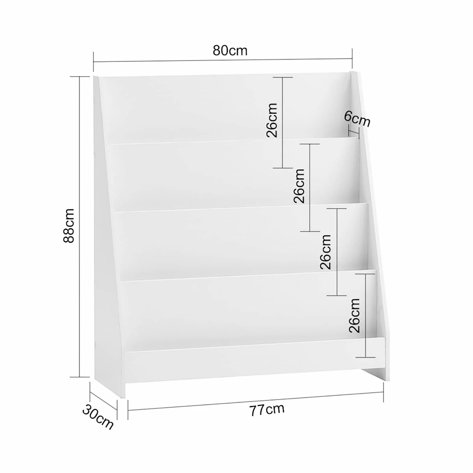 SoBuy Bücherregal Kinder Montessori Kinderregal mit 4 Ablagefächern Regal Kinderzimmer Spielzeug Aufbewahrung Büchergestell Hängefächerregal Weiß 80x88x30cm KMB32-W