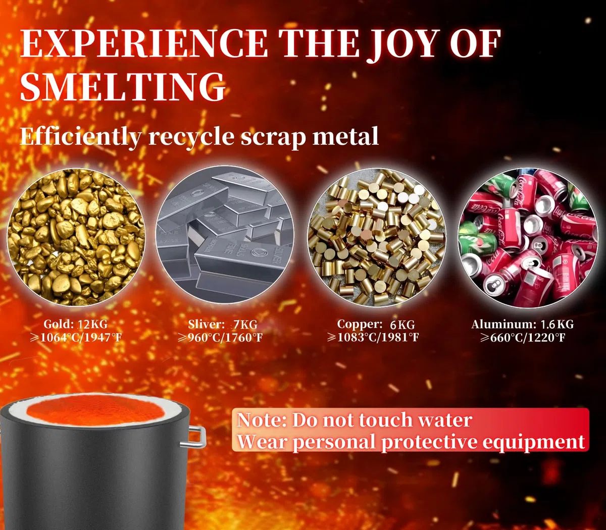 6KG Propan-Schmelzofen-Set, Schmelzofen Brennofen Schmelzen Gold Silber Kupfer Aluminium Metall Recycling für Schmuck Herstellung und Metallgießen
