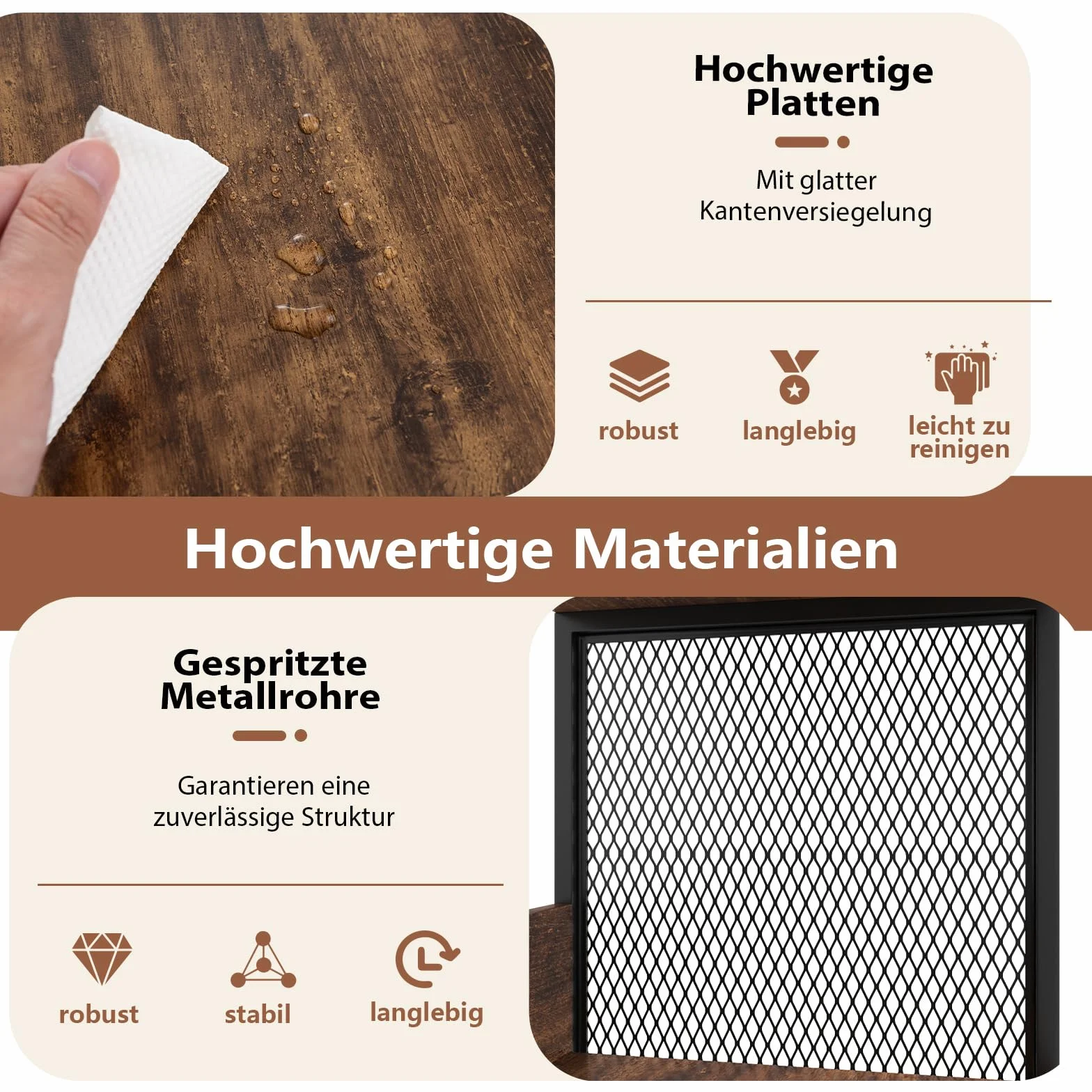 COSTWAY 3-stöckiger Plattenspielerständer für bis zu 300 Alben, Grammophontisch mit 3 herausnehmbaren Trennwänden und Metallrahmen, Vinyl-Präsentationsregal für Wohnzimmer (Braun)