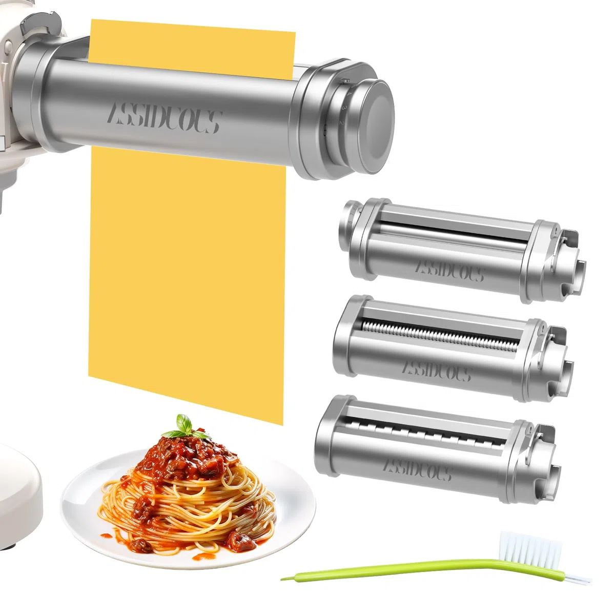Nudelaufsatz für Bosch Mum5 Mum4 Zubehörteile, Nudelvorsatz aus SUS304 Edelstahl, Pasta Roller Edelstahl Spaghetti Fettuccine Kompatibel mit BOSCH Küchenmaschinen MUM5 MUM4 (Nudelaufsatz Set)