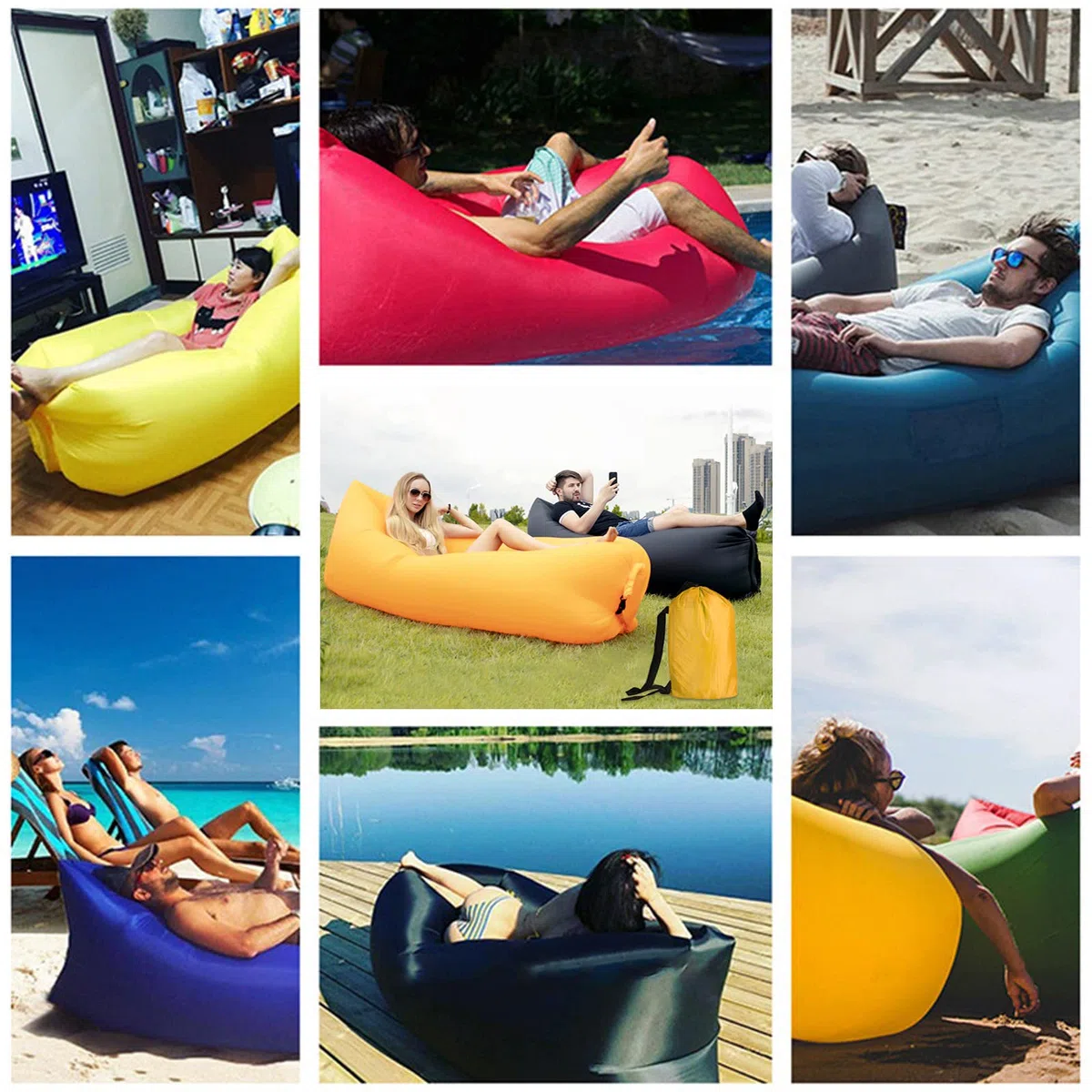 Aufblasbares Luftsofa, Luftsofa mit Tragetasche, Tragbares Wasserdichtes Aufblasbare, Air Lounger, für Garten, Seeufer, Strand, Camping und Musikfestivals