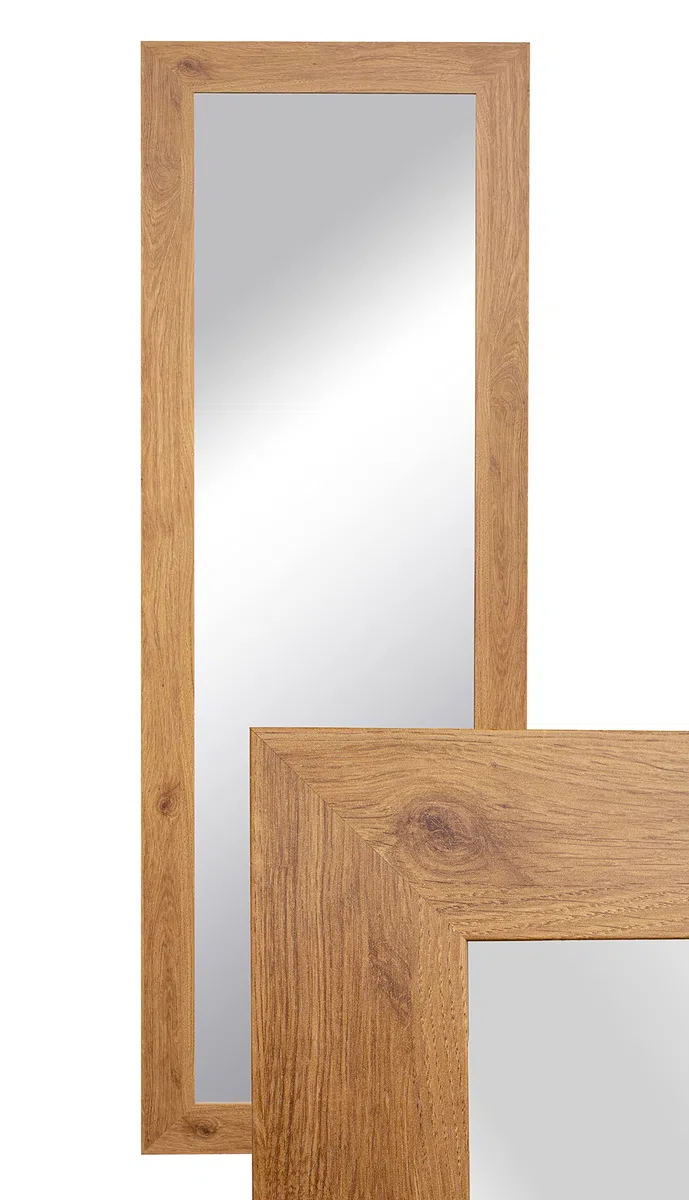 BD ART Wandspiegel Dekorativ Garderobenspiegel Ganzkörperspiegel 150x50cm Bernstein Eiche