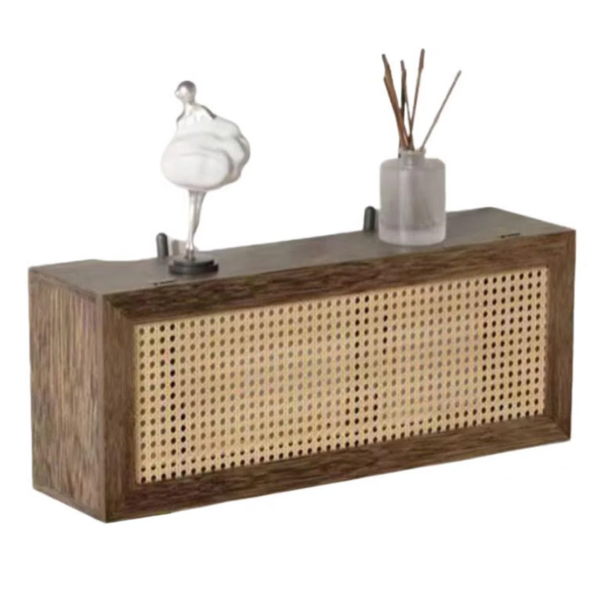 Rattan-WLAN-Router-Aufbewahrungsschrank for Kabelmodems Und Netzwerkgeräte – Hölzerne WLAN-Router-Box, Stilvolles Design Mit Belüftung Kabelmanagement