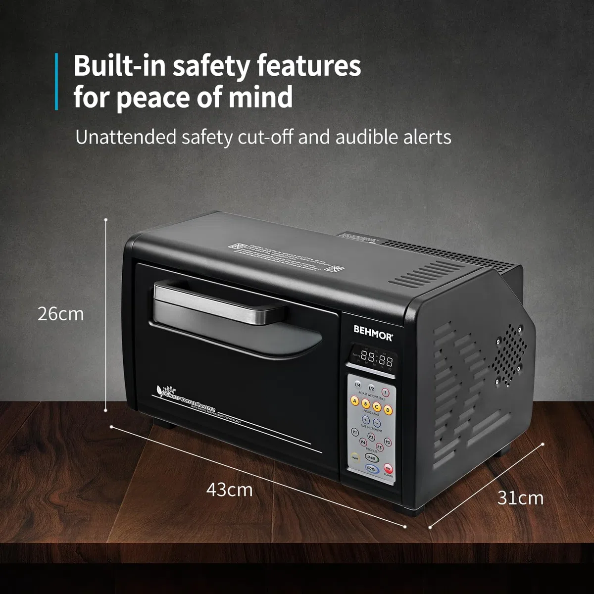 Kaffeeröster Behmor 2020SR Plus, 100–454 g Kapazität, patentierte Rauchunterdrückung, 5 Röstprogramme, manueller Modus, Quarz-Heizelemente, elektrischer Heimröster für Innenräume