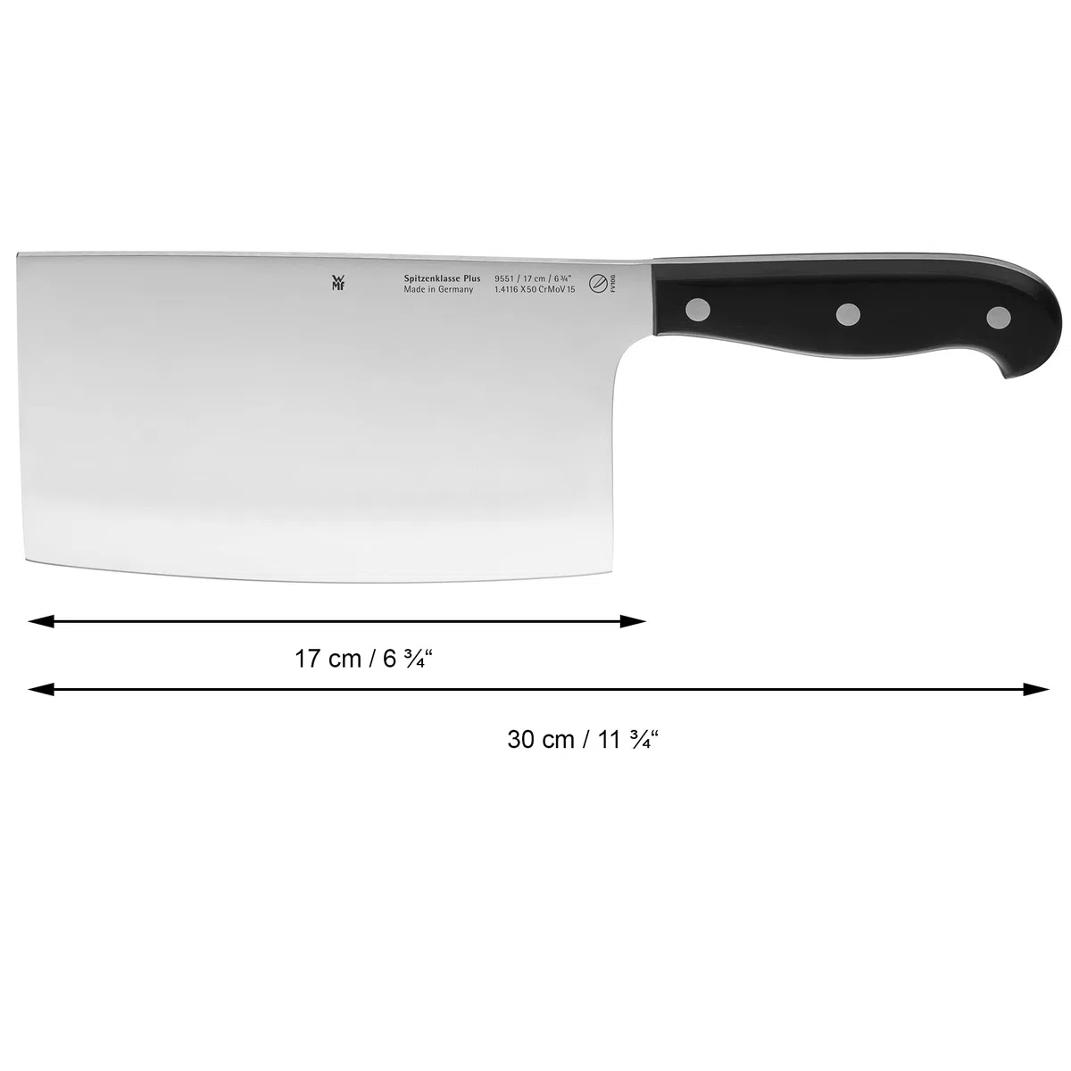 WMF Spitzenklasse Plus Chinesisches Hackmesser 30 cm, Made in Germany, Messer geschmiedet, Performance Cut, Klinge 17 cm