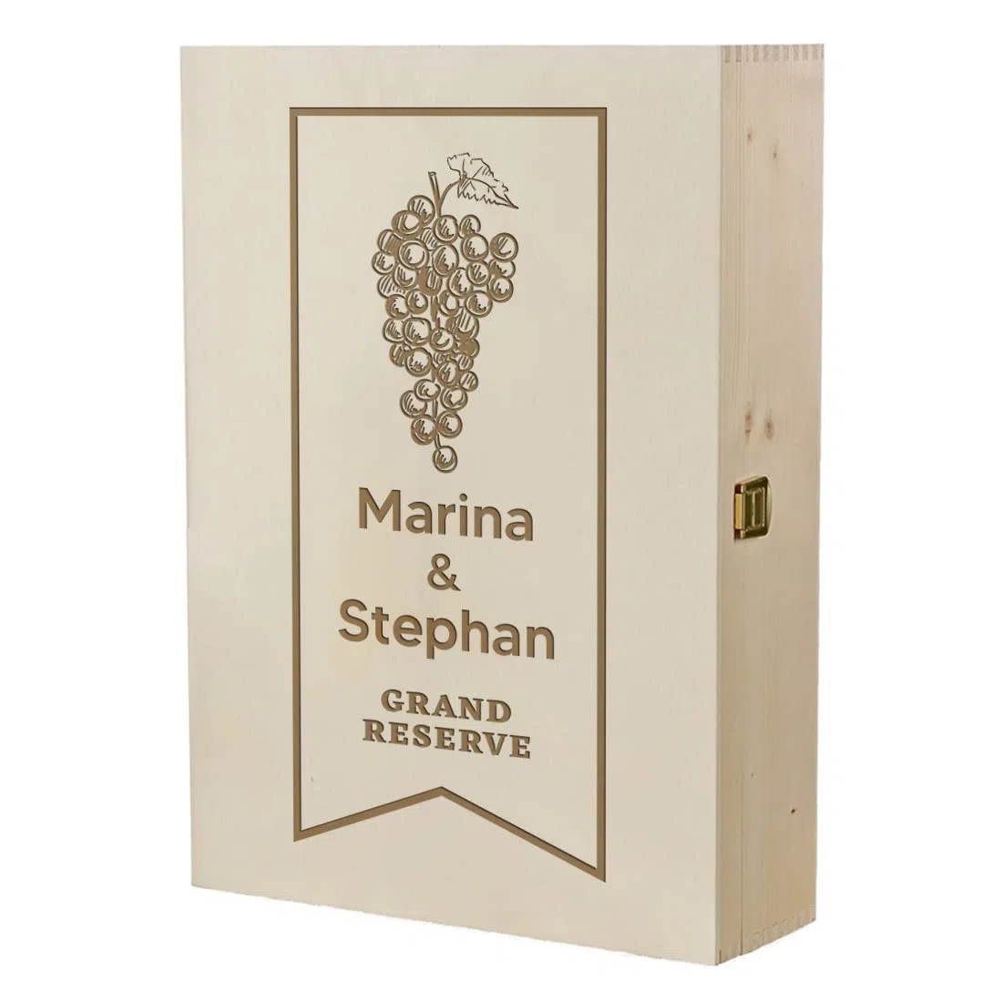 4-tlg Wein Geschenkset mit Gravur - Motiv Trauben - personalisiert - Inhalt 2x Weingläser 560 ml, 1x Holzkiste, 1x Rotweinflasche 700 ml - Weißwein - DIY - Frauen, Männer - wine, glass, gift