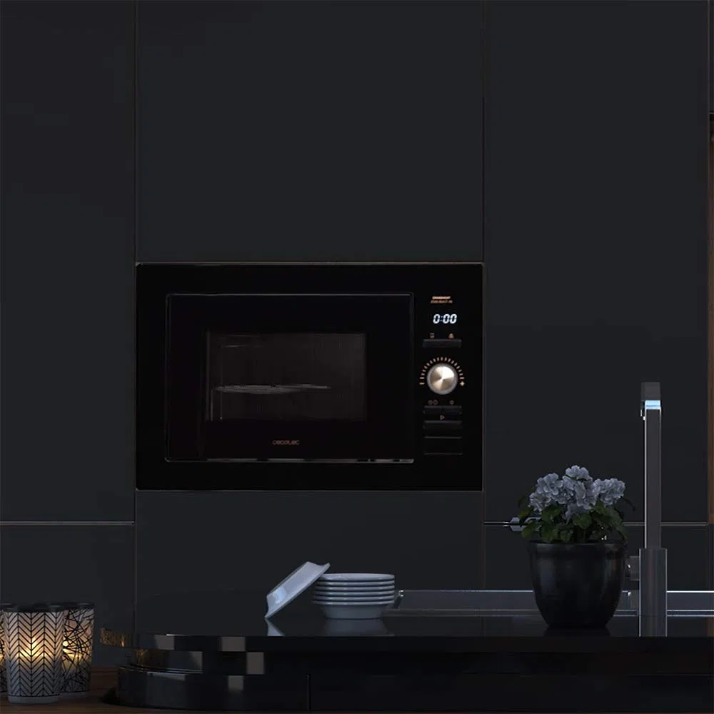 Cecotec Digitale und einbaubare Mikrowelle mit 25 Liter Fassungsvermögen GrandHeat 2590 Built-in BlackRose. Grill und 900 W Leistung