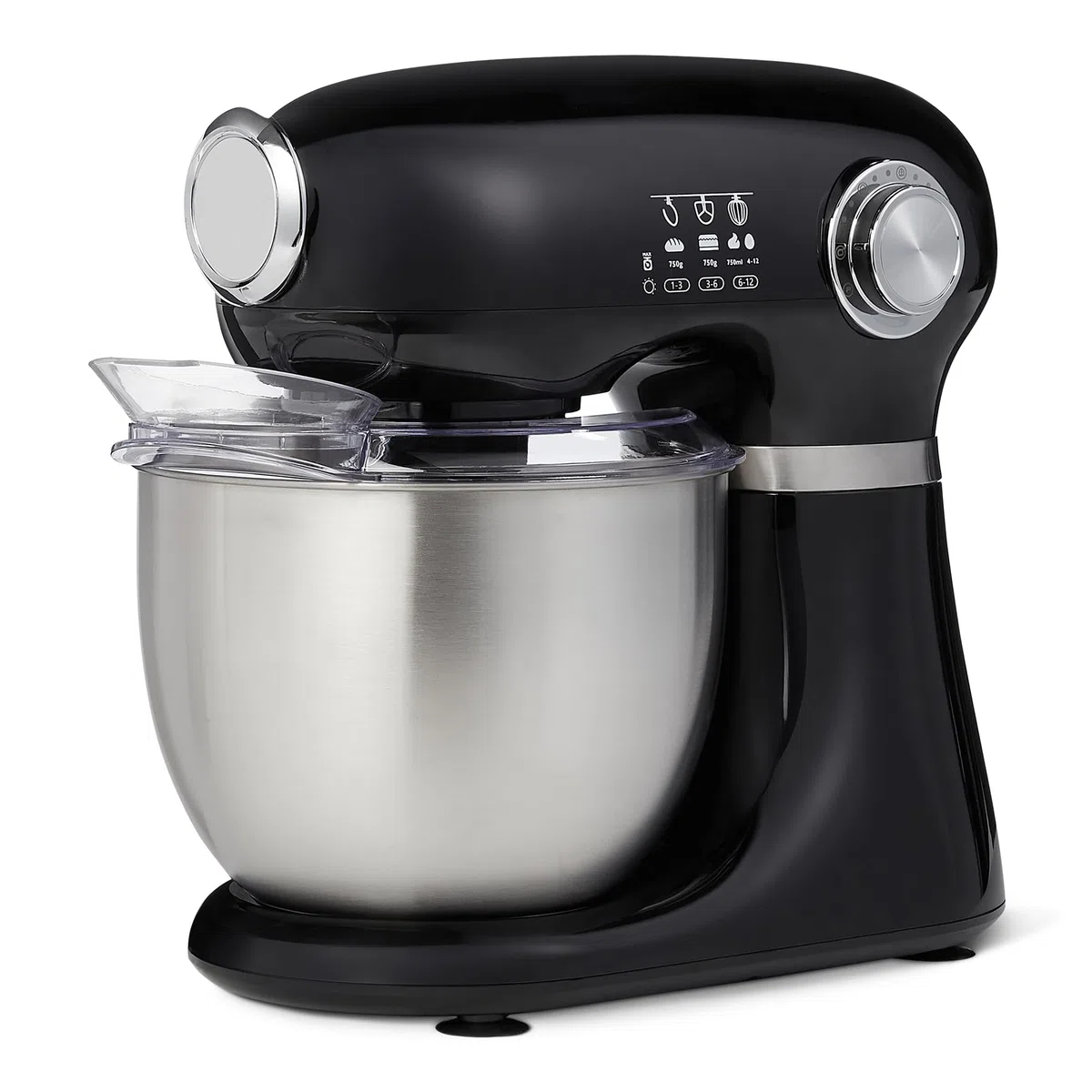 Amazon Basics Küchenmaschine, Knet- und Rührmaschine, 5-l-Schüssel mit 12 Geschwindigkeiten und Puls, 1000 W, Groß, Schwarz