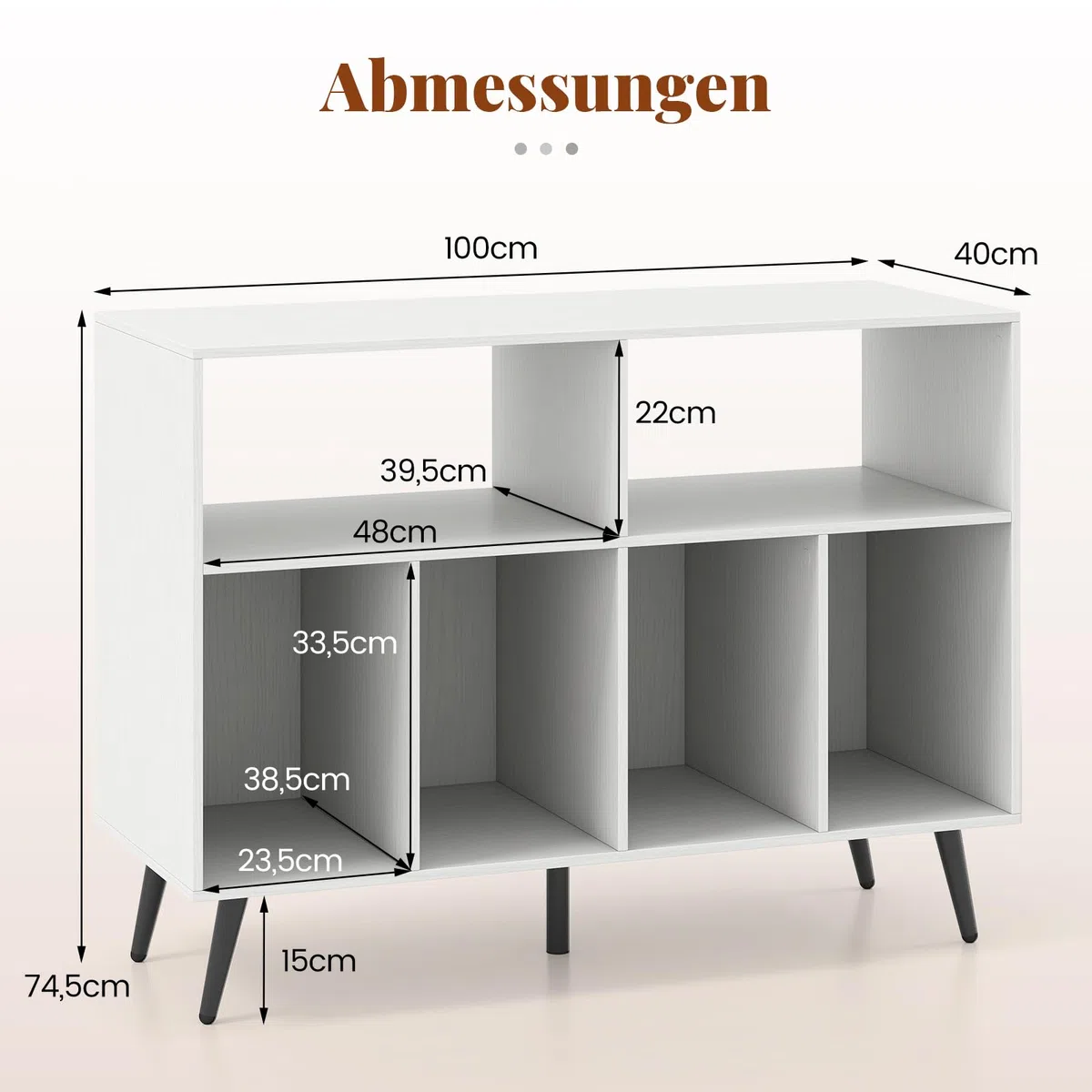 COSTWAY Plattenspielerständer 3-stufig, Plattenspielerschrank mit Vinyl-Aufbewahrungsregalen, Schallplatten-Aufbewahrungstisch, Vinyl-Aufbewahrungshalter für Wohnzimmer, Musikzimmer (Weiß)