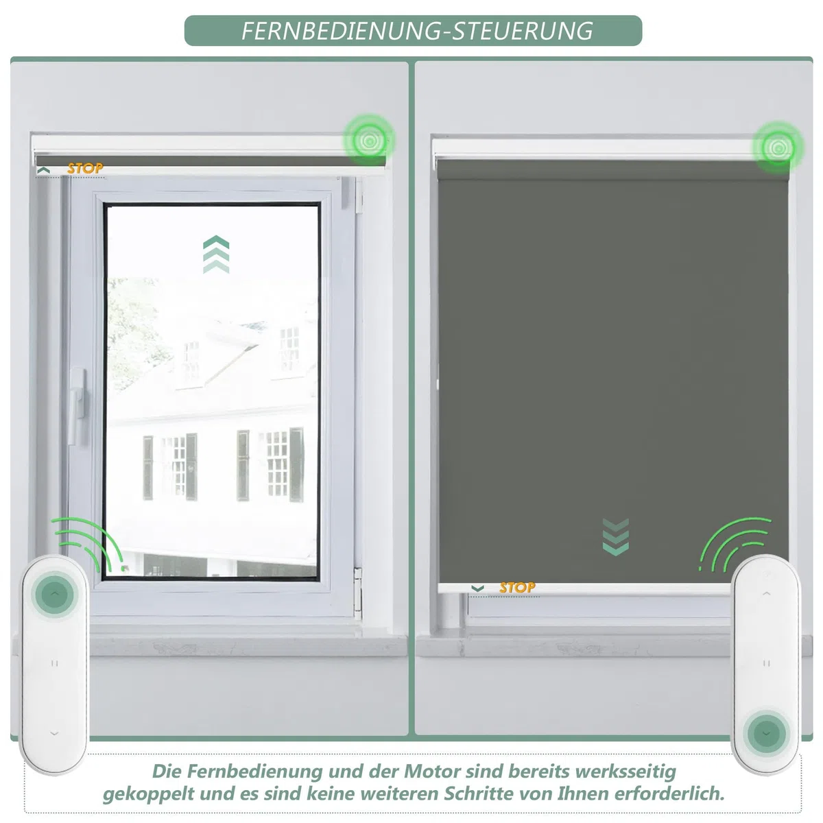 HOMEDEMO Elektrische Rollos Wiederaufladbare Verdunklungsrollo mit Motor & Fernbedienung, Dunkelgrau 45x100cm(BxH), Rollo Innen ohne Bohren klemmfix/mit Bohren, Smart Rollo mit Alexa kompatibel