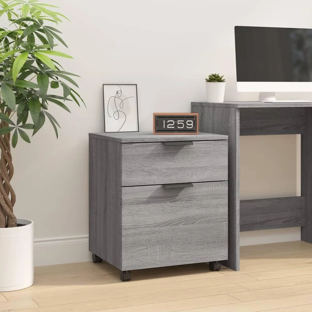Aktenschrank mit Rollen, Rollcontainer, Mobiler Büroschrank, Büromöbel, Aufbewahrungsschrank für Home Office, 45 x 38 x 54 cm, Holzwerkstoff