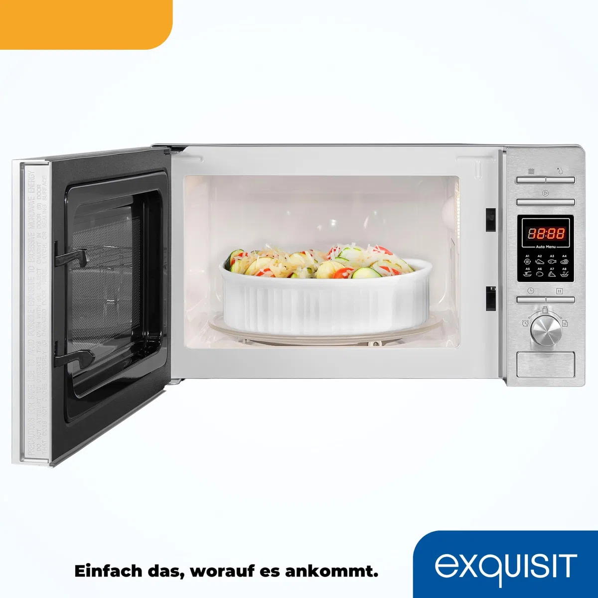 Exquisit Mikrowelle MW 820 DI - 700W, 20 L, Digital-Timer, Silber | Standmikrowelle mit Auftaufunktion, 5 Leistungsstufen, Schnellstart, 255 mm Drehteller & Innenbeleuchtung