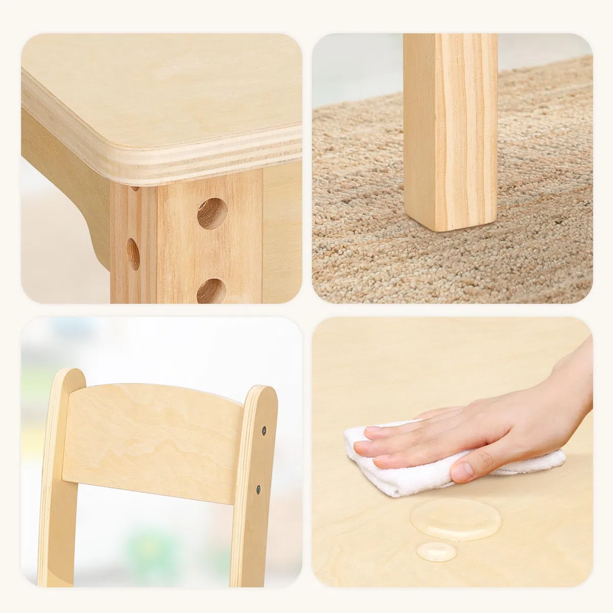 OOOK Kindertisch mit 2 Stühlen, Basteltisch Kindersitzgruppe mit Stauraum aus Holz, Aktivitätstisch Maltisch für Kinderzimmer, Klassenzimmer, Kindergarten