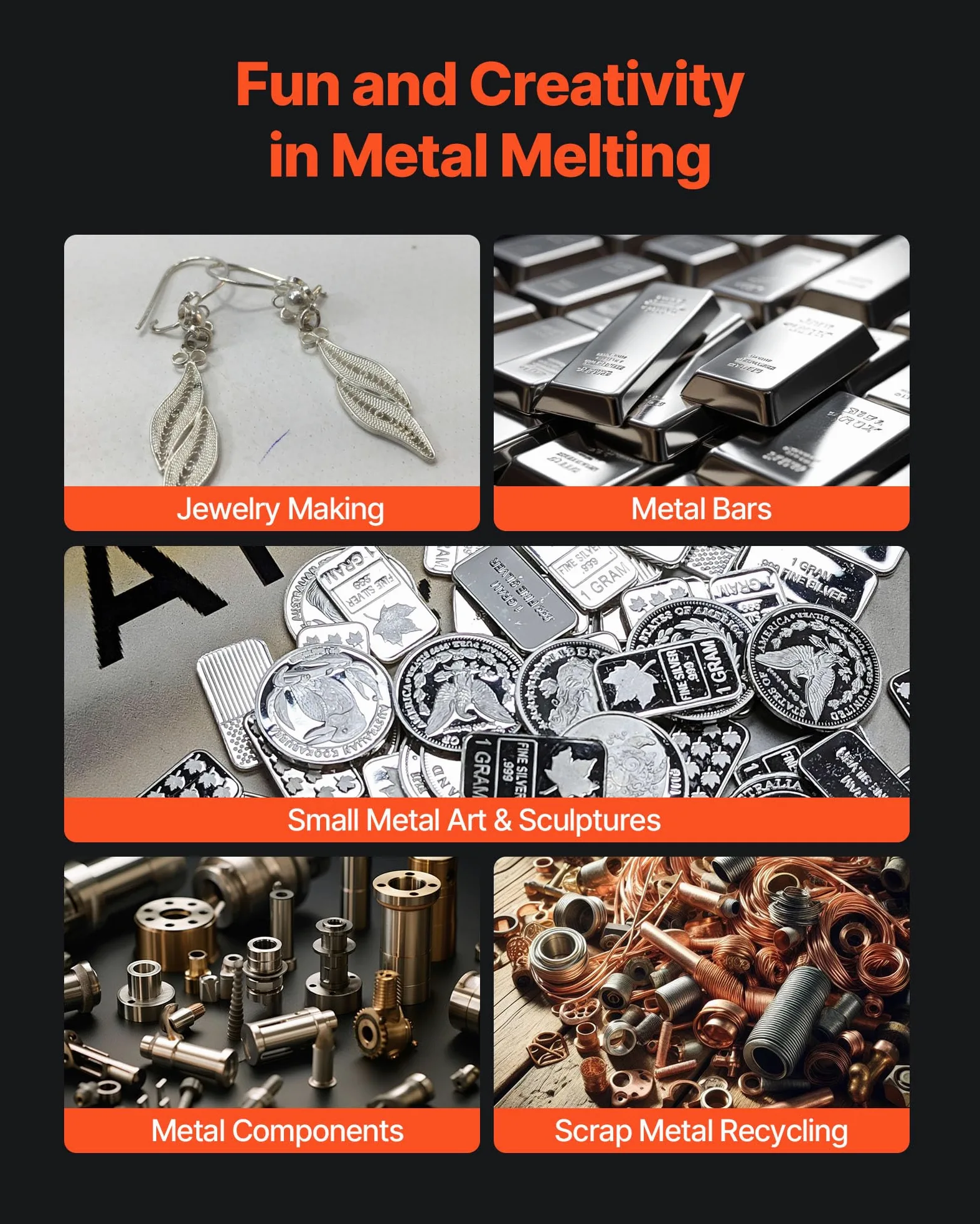 VEVOR digitaler Goldschmelzofen Maschine mit 3 kg Keramiktiegel, elektrischer Schmelzofen 1350 W max. 1150 ℃, Metallschmelzofen Set für Schmuckherstellung Metallbarren Metallkomponenten Schwarz