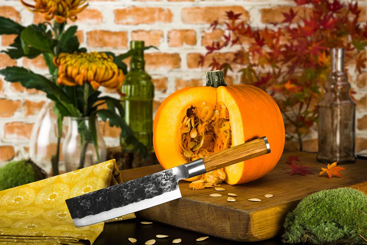 Forged Olive Hackmesser 17cm, handgefertigt, in Holzkiste