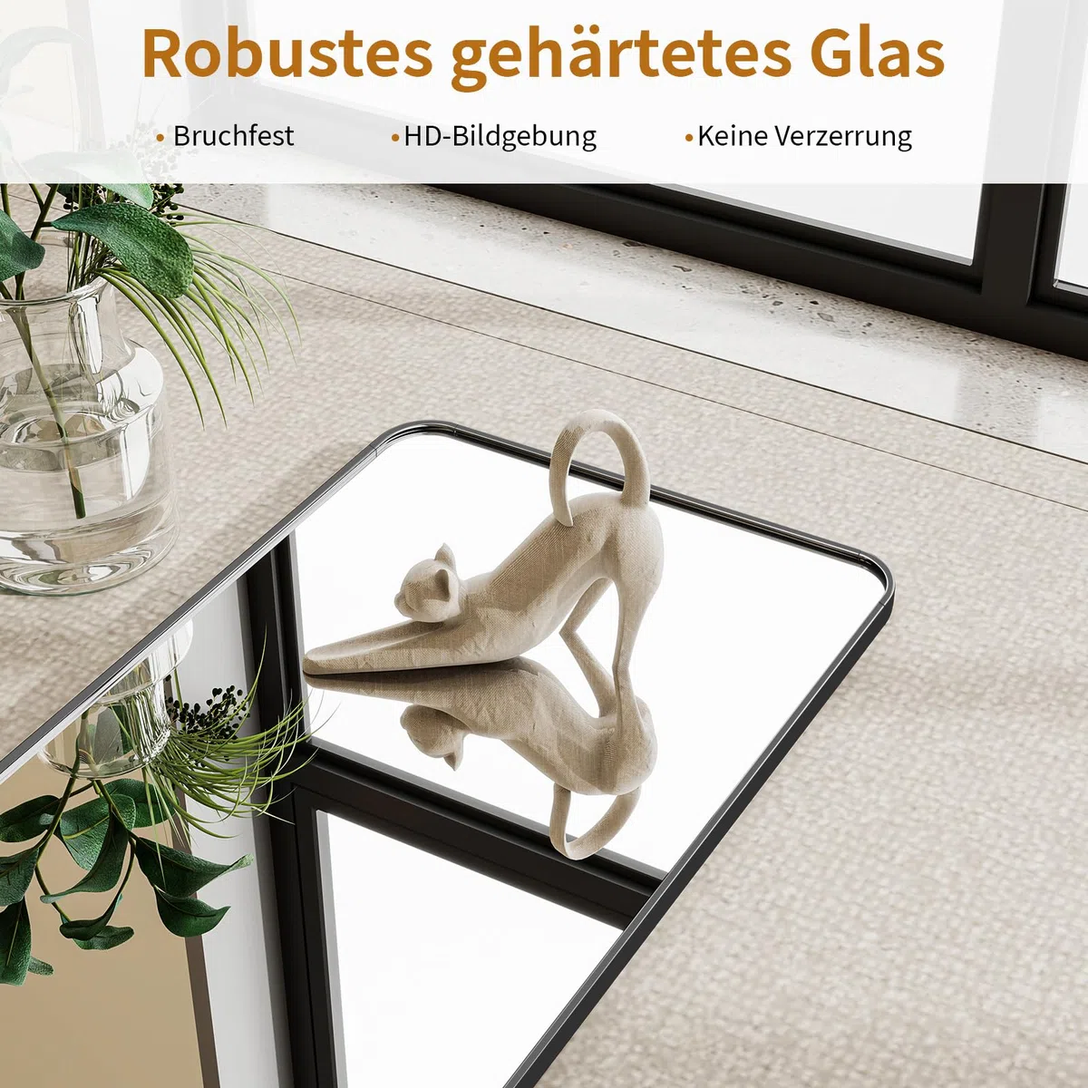 Koonmi Standspiegel mit abgerundeten Ecken, 40 x 150 cm Ganzkörperspiegel mit Ständer, großer Fußboden Standspiegel Ganzkörperspiegel Wand Hänger für Schlafzimmer, Wohnzimmer, Schwarz