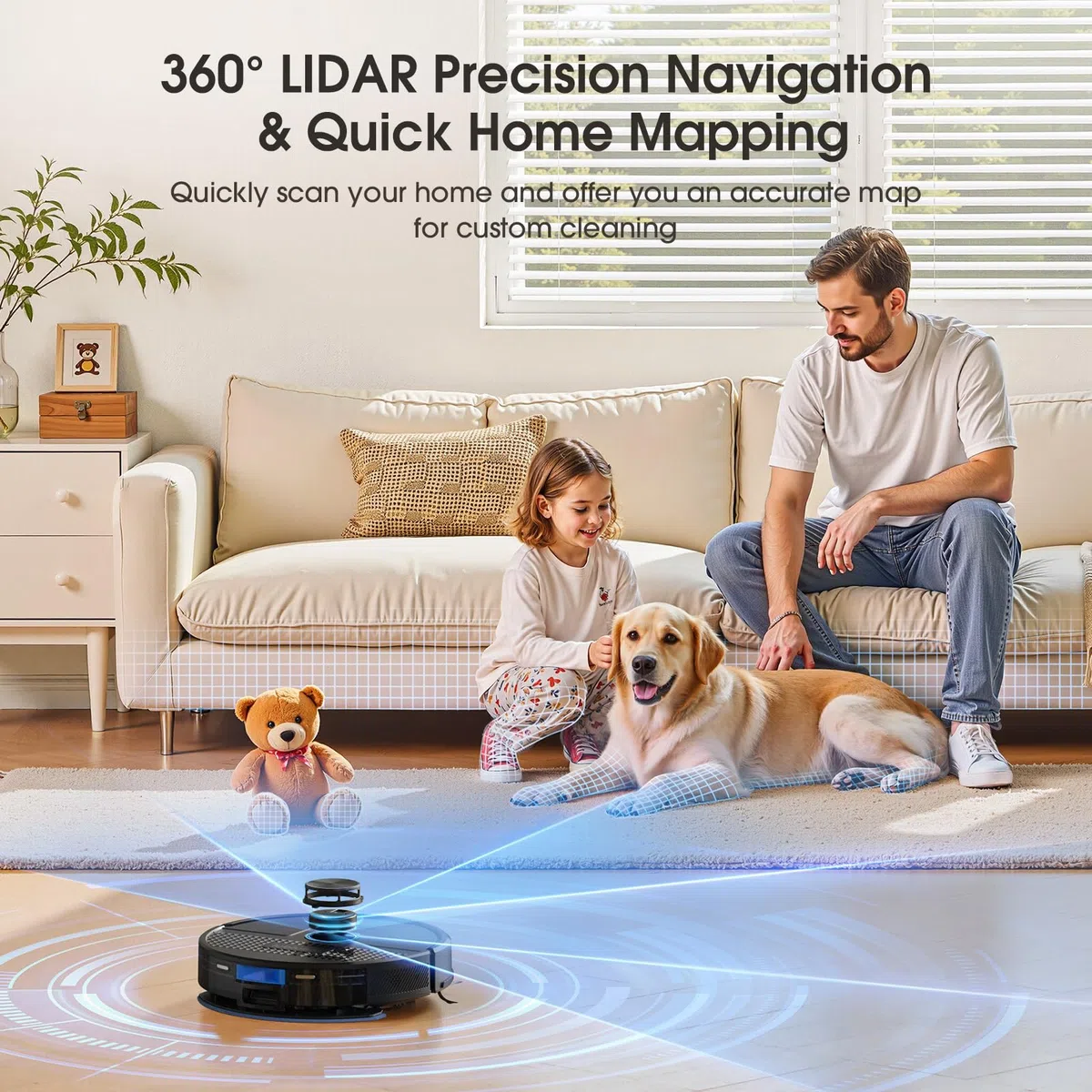 Lubluelu Saugroboter mit Wischfunktion 3-1, 5000Pa Staubsauger Roboter mit Lasernavigation, 54 dB Roboterstaubsauger mit Anti-Siphon-Technologie, 150 Min Laufzeit, APP Steuerung, 24 No-Go Zonen (SL68)