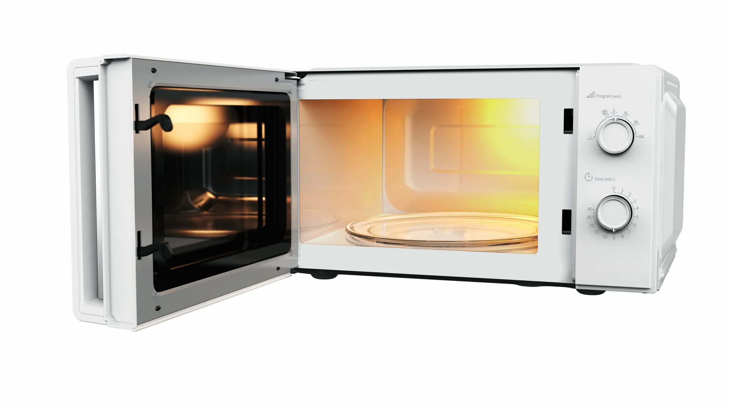 Beko MOC20100WFB Mikrowelle Solo 20 Liter, 700 W, Timer max. 30 min, 5 Stufen, Auftau- und Aufwärmfunktionen, Einstellung mit Drehknopf, Endanzeige, Drehteller mit 24,5 cm Durchmesser, Weiß