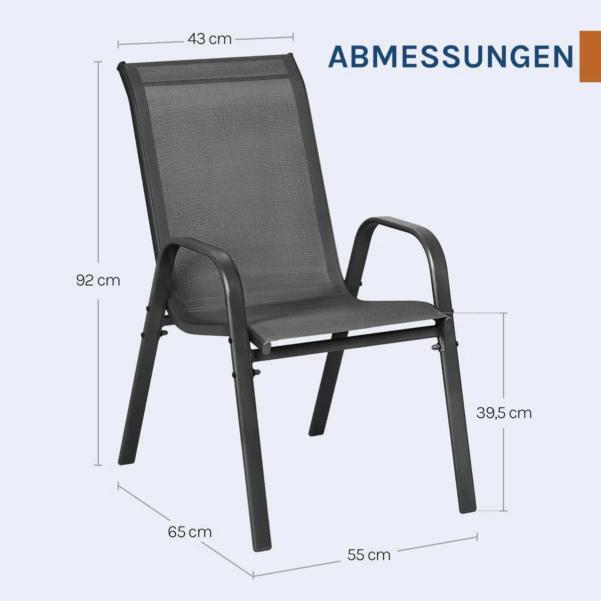WOLTU Gartensessel 4 er Set Stapelstühle Garten Stapelbare Gartenstühle Wetterfeste Sitzgruppe Outdoor Ergonomisch Terrassenmöbel für Balkon Terrasse, Dunkelgrau
