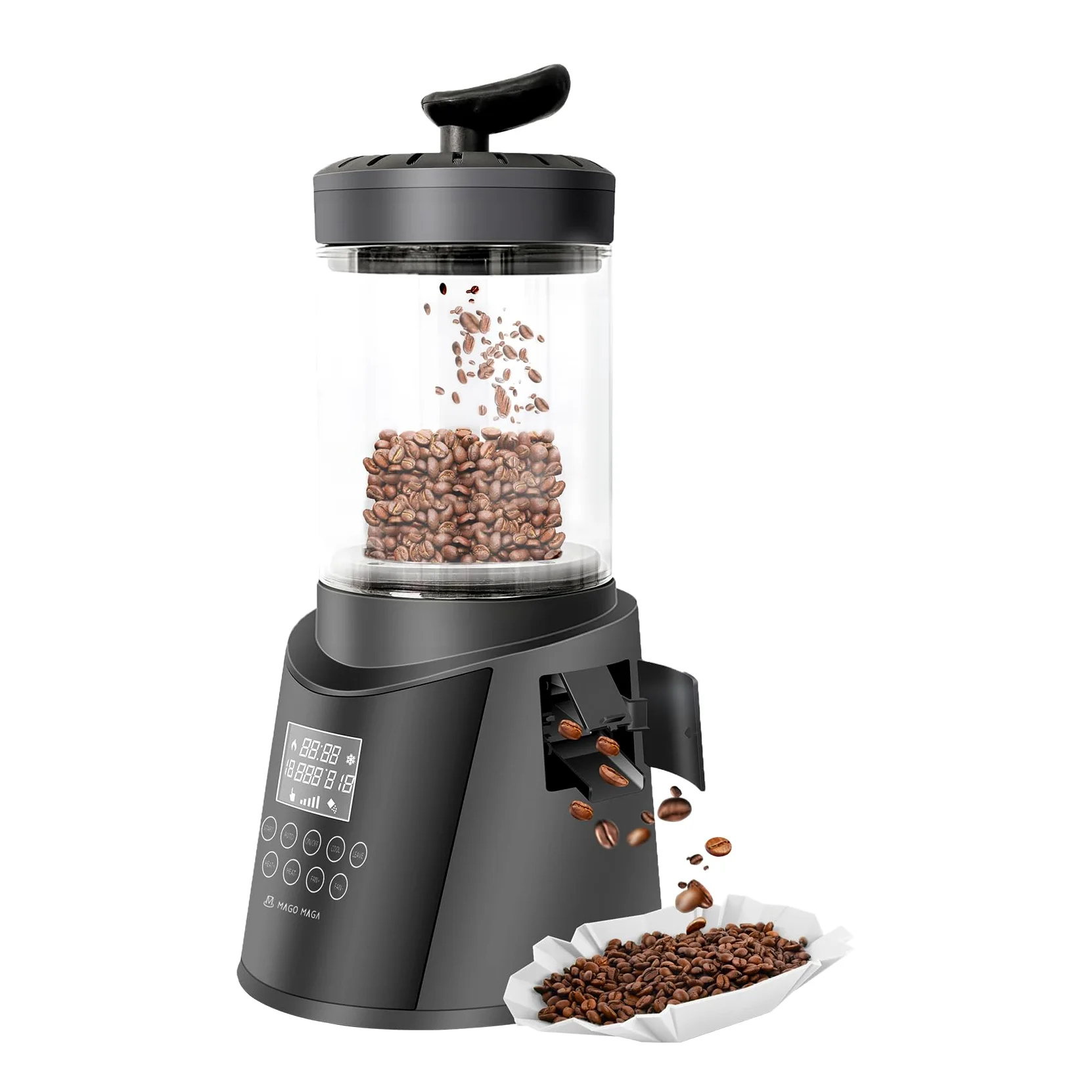 Smart Home Kaffeebohnenröster, digitales Display, automatische und manuelle Modi, 300 g Kapazität, ultra-geringer Rauch, transparente Anzeige, automatische Kühlung, 230 V