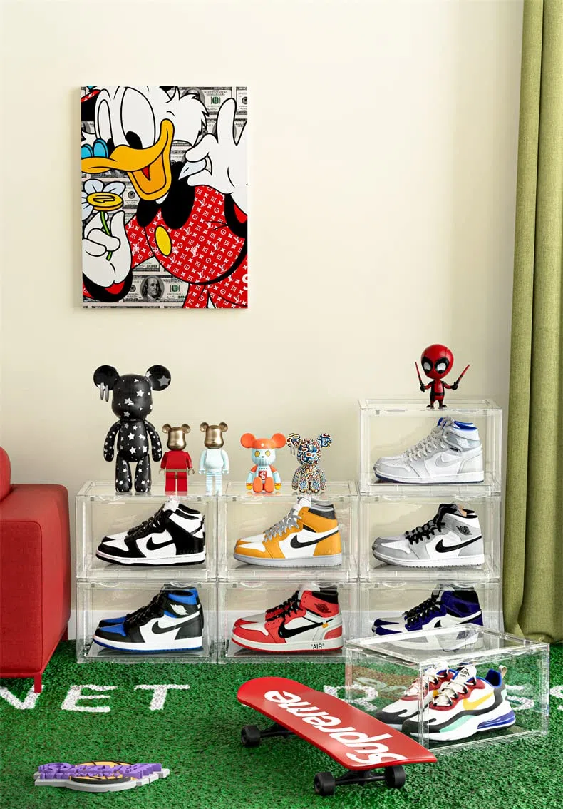 PUCHIKA Schuhbox, Schuhboxen stapelbar durchsichtig, Schuhboxen 6er-Set, durchsichtiges Schuhbox, Schuhkarton Kunststoff, Schuhaufbewahrungsbox für Schuhe, Größe 36x28x22cm, durchsichtig klar, Typ-H