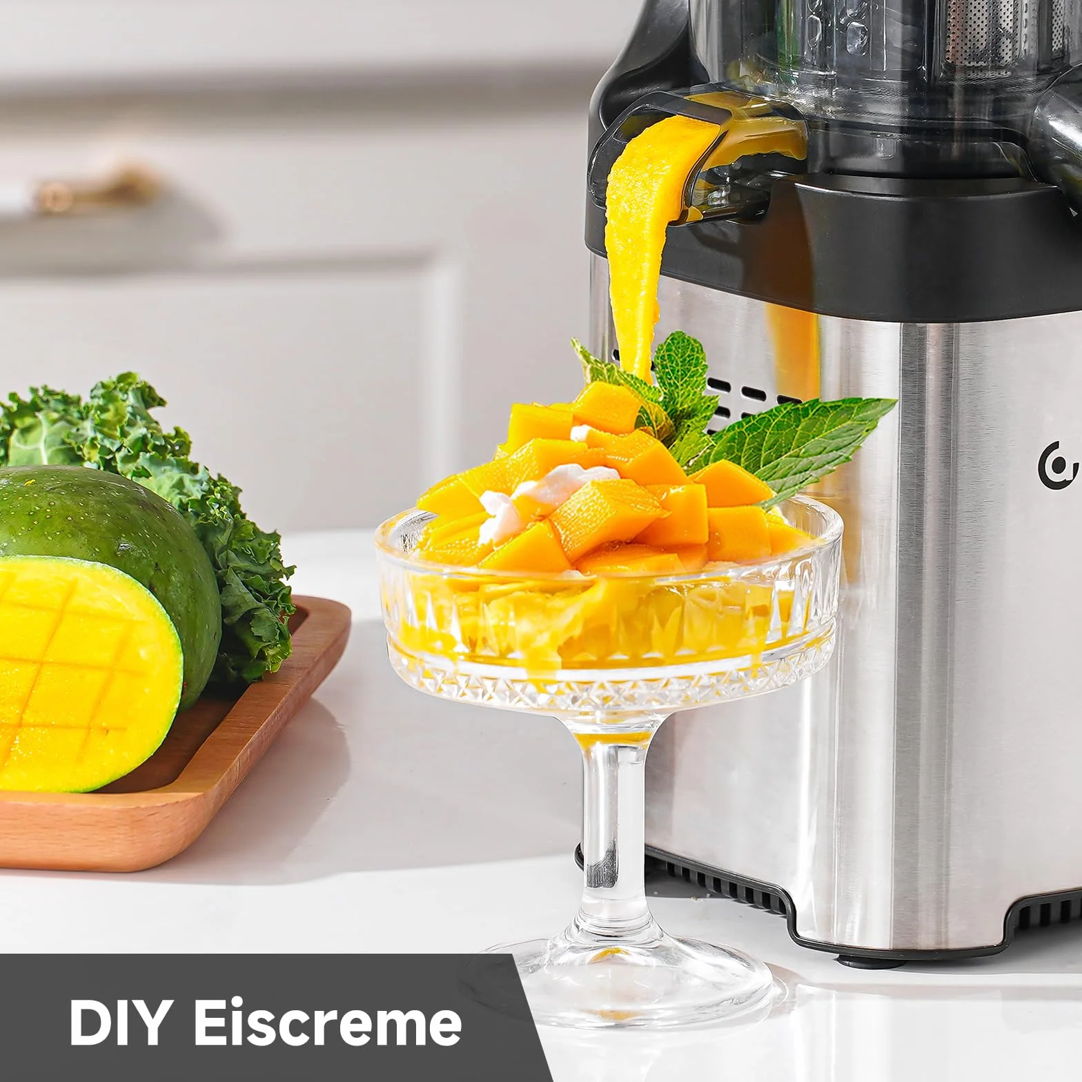 AMZCHEF Leicht zu Reinigender Entsafter mit 2 Gläsern - Slow Juicer