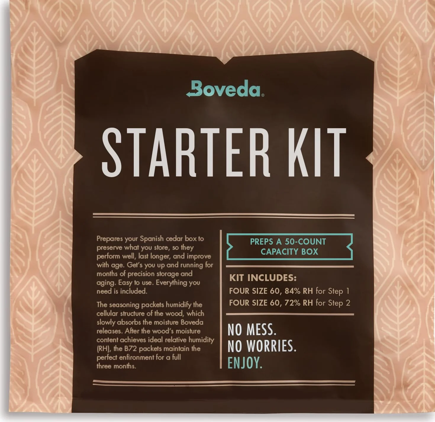 Boveda Humidor-Starter-Set für Zigarren, 100 Stück: Season a Wood Zigarren Humidor Plus erhält Luftfeuchtigkeit mit 2-Wege-Feuchtigkeitskontrolle, inklusive (4) je Größe 60, Boveda 84% RH und 72% RH