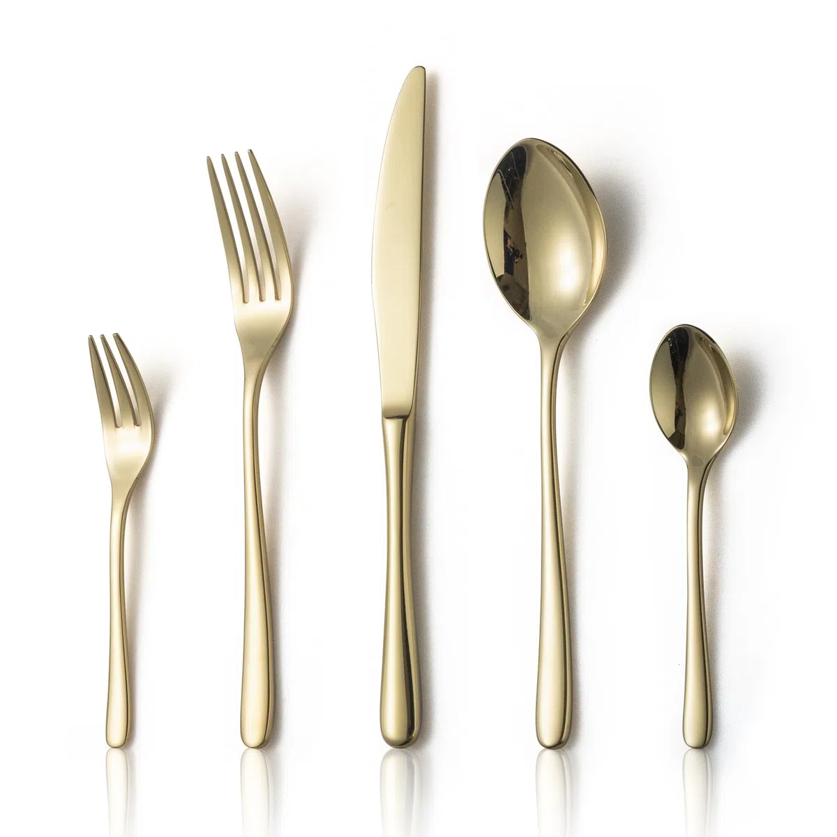 Alata Vienna 18/10 Edelstahl Poliert, Besteck Set 6 Personen Champagner Gold, Essbesteck 30 teilig, Glänzend, Spülmaschinenfest